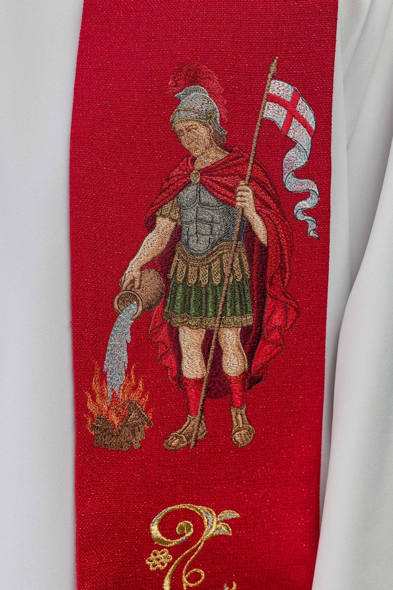 Stuła Kapłańska z Haftem Świętego Floriana - Polska Produkcja - alba.pl