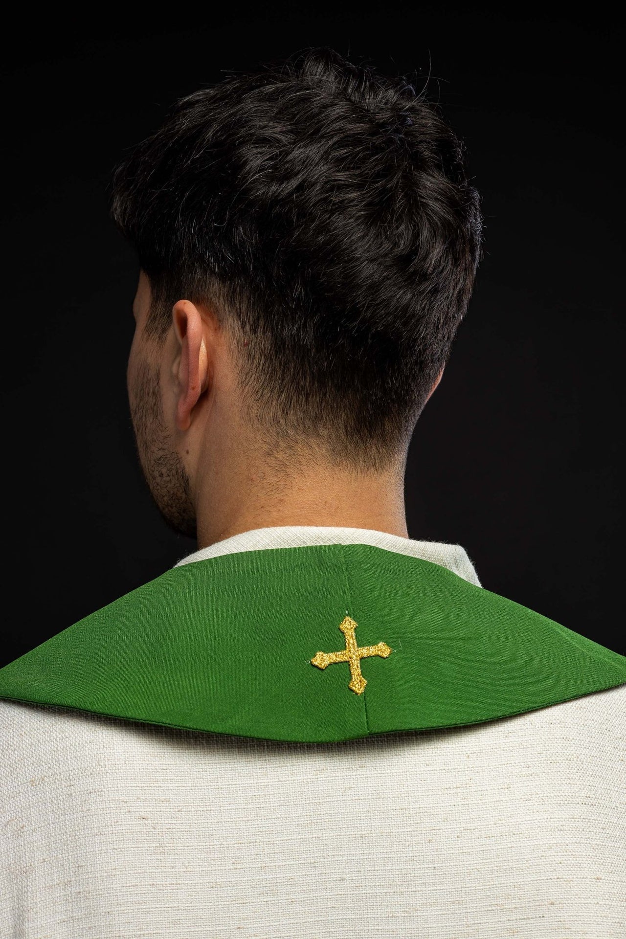 Stuła Kapłańska Zielona Haftowana Krzyżem - Elegancka Liturgia - alba.pl
