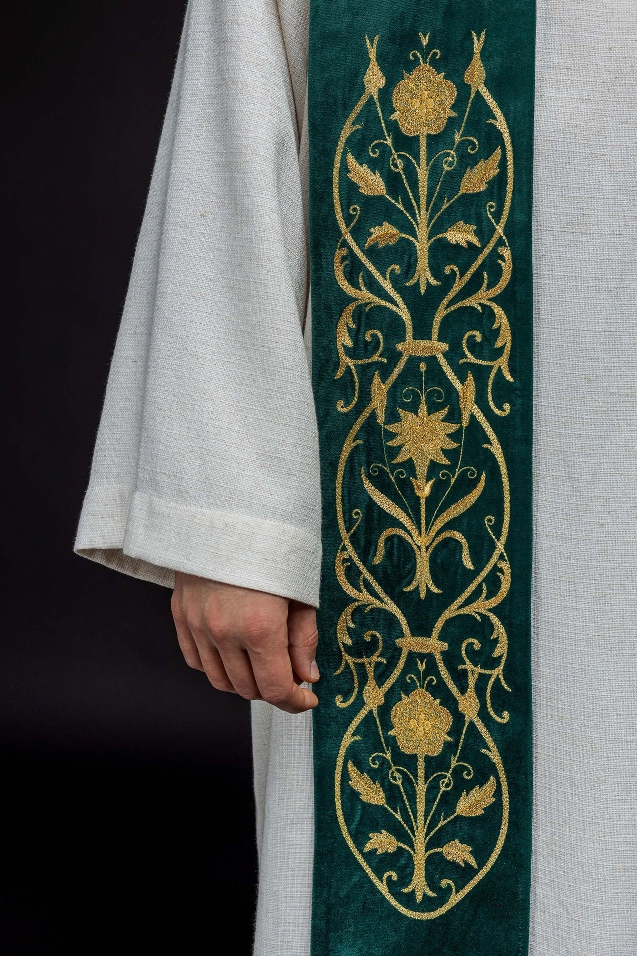 Stuła Kapłańska Zielona z Haftem IHS - Elegancka Liturgia - alba.pl