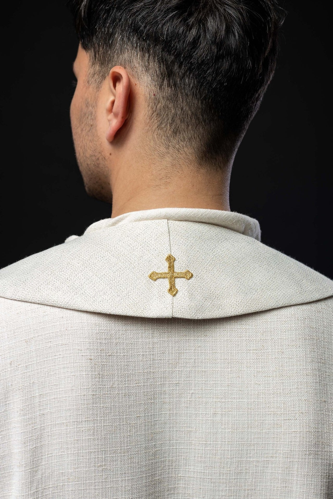 Stuła Maryjna Haftowana Ecru Złoto-Niebieska Liturgiczna - alba.pl
