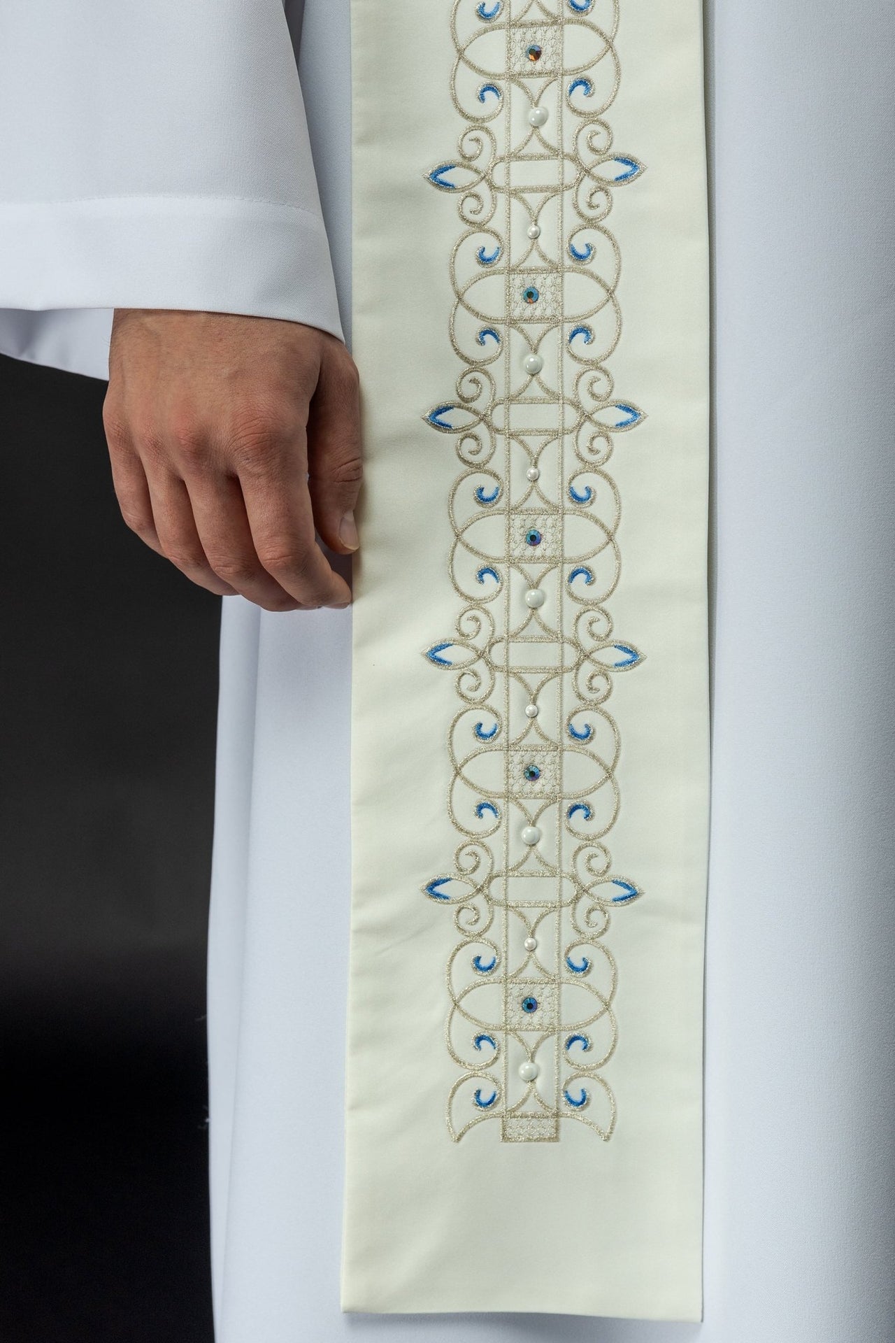 Stuła Maryjna Haftowana Niebieską Nicią - Symbol Maryjny - alba.pl