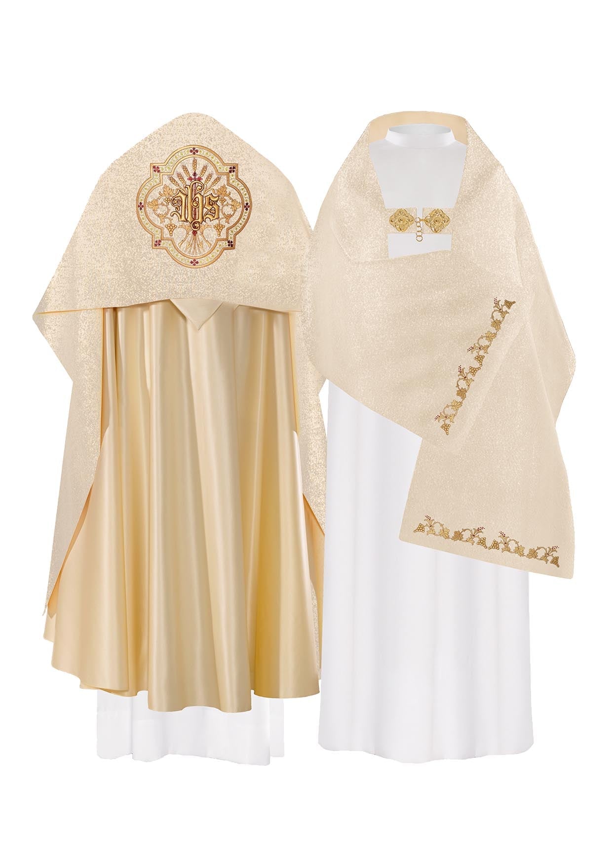Welon Liturgiczny Złoty Haftowany IHS - Satyna Premium - alba.pl