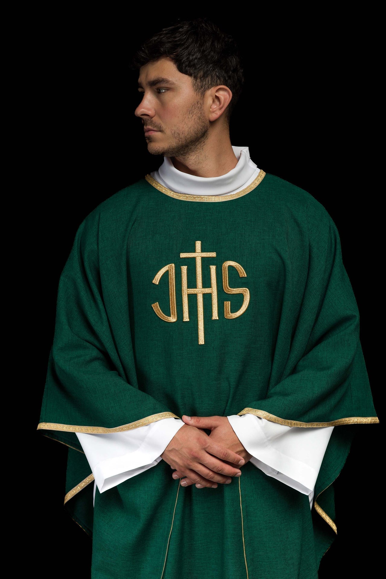 Zielony Ornat Liturgiczny Złoty Haft IHS - Polski Producent - alba.pl