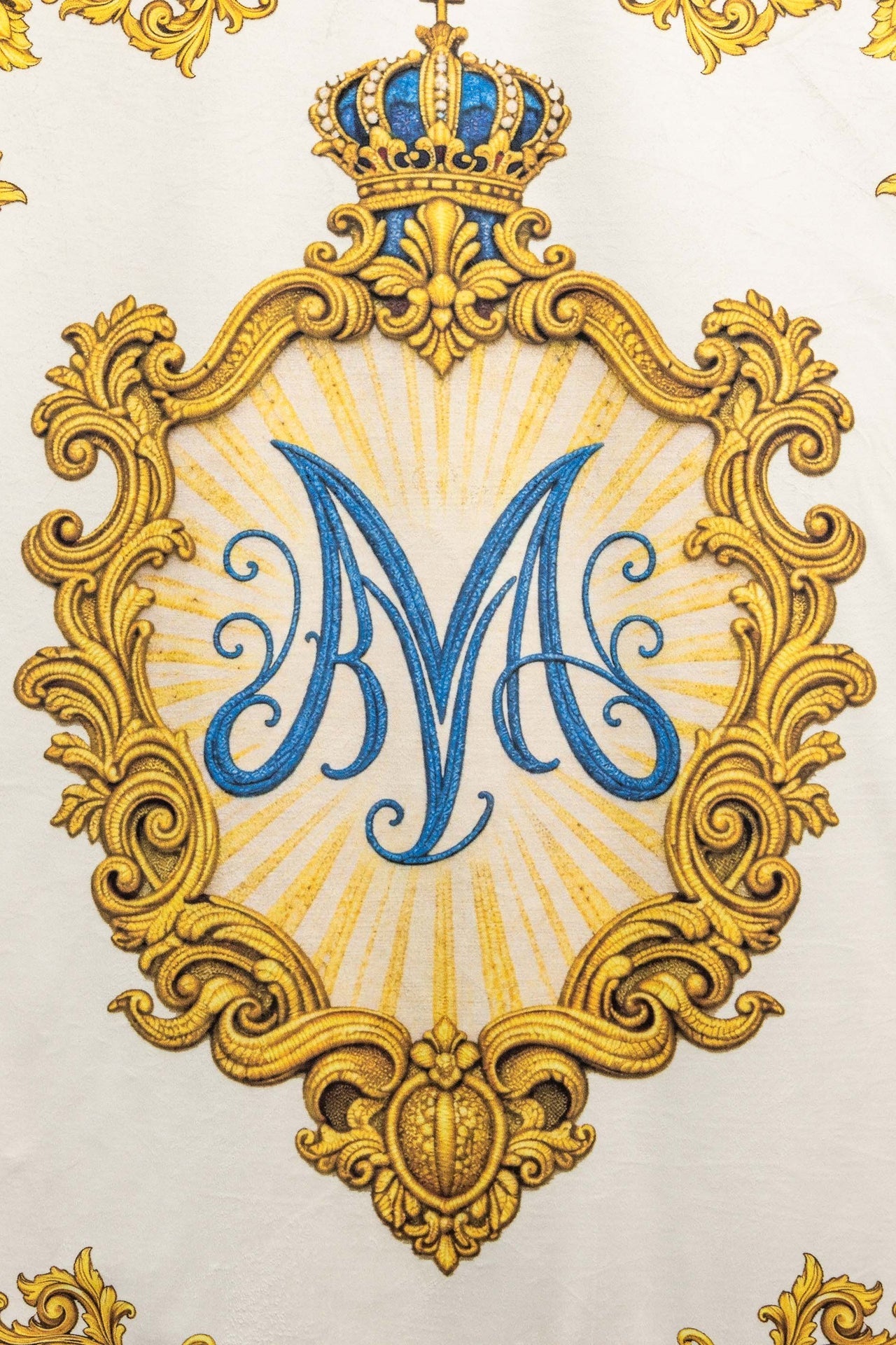 Chorągiew maryjna drukowana dwustronna z symbolem Serca i monogramem - alba.pl