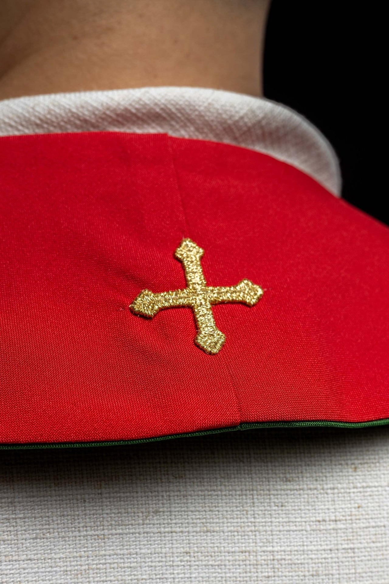 Dwustronna Stuła Kapłańska Krzyż Jerozolimski - Zieleń i Czerwień - alba.pl