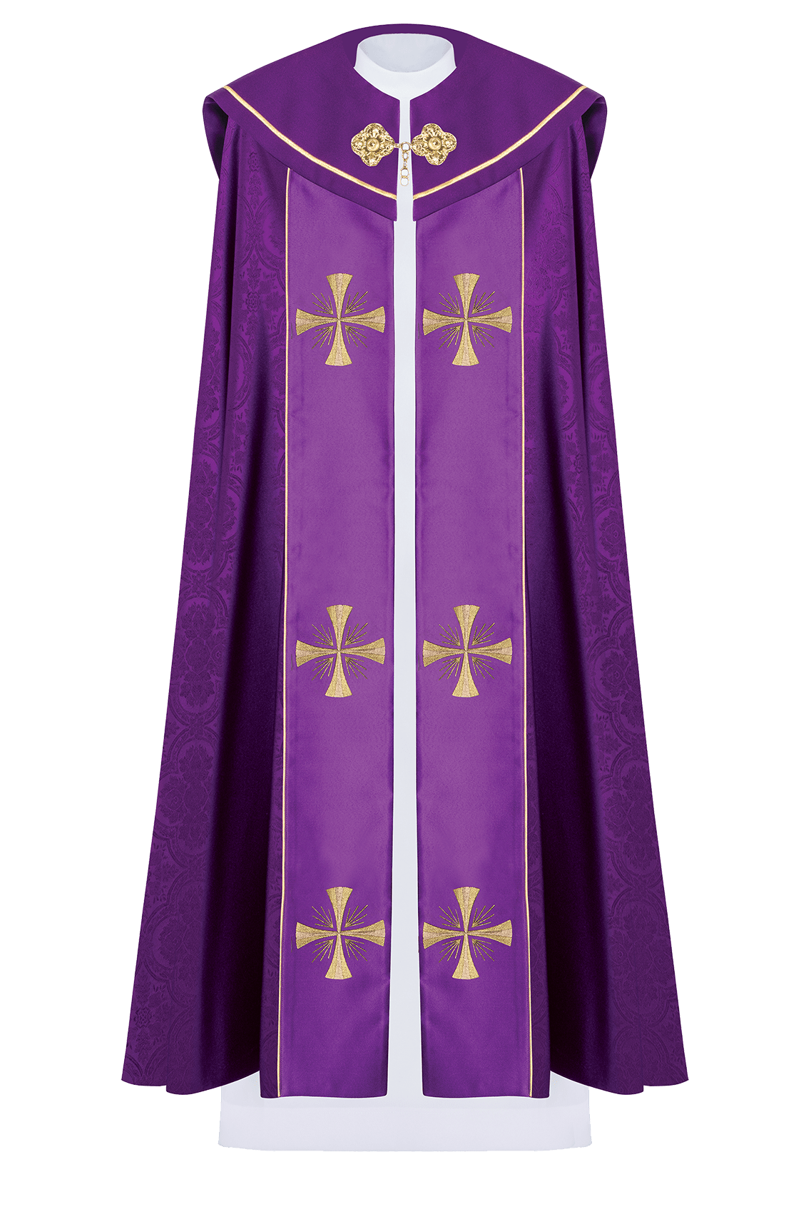 Fioletowa kapa liturgiczna z złotym IHS - alba.pl