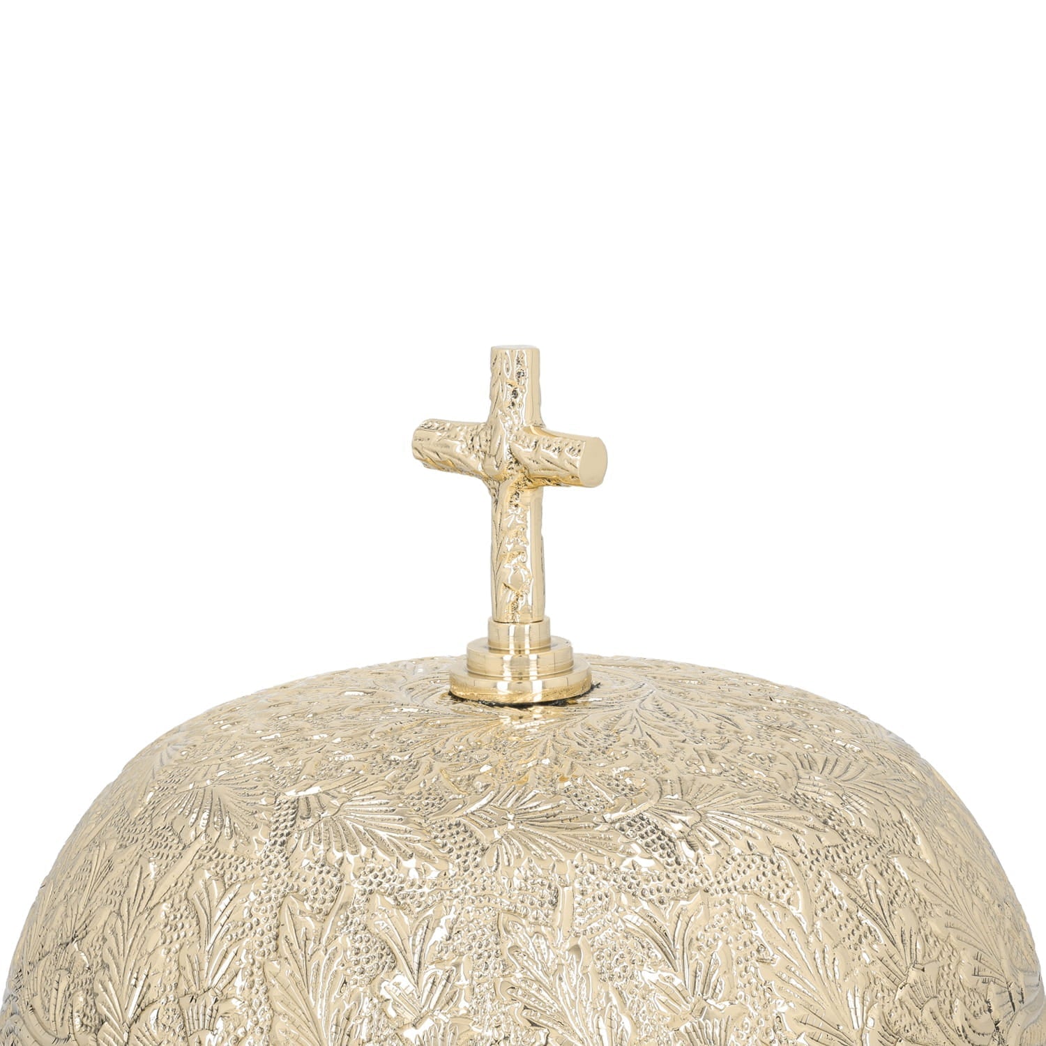 Gong Mosiężny Liturgiczny z Drewnianym Młotkiem - Ornamenty Roślinne - alba.pl