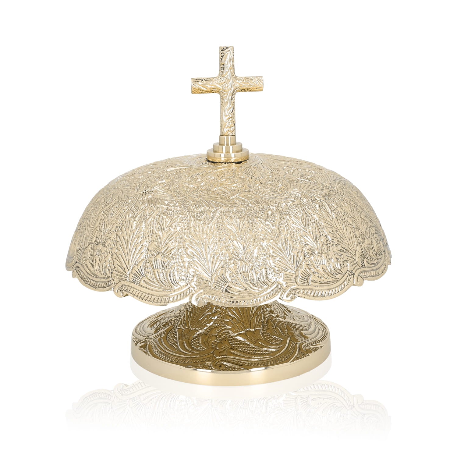 Gong Mosiężny Liturgiczny z Krzyżem i Drewnianym Młotkiem - alba.pl