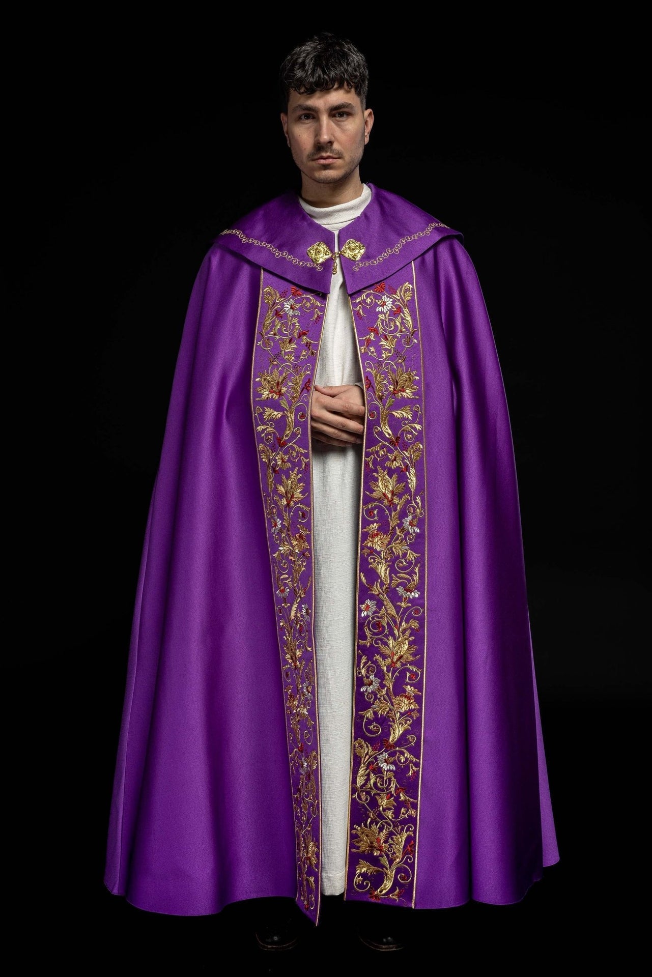 Kapa Eucharystyczna Fioletowa z Monogramem PX Haftowana - alba.pl