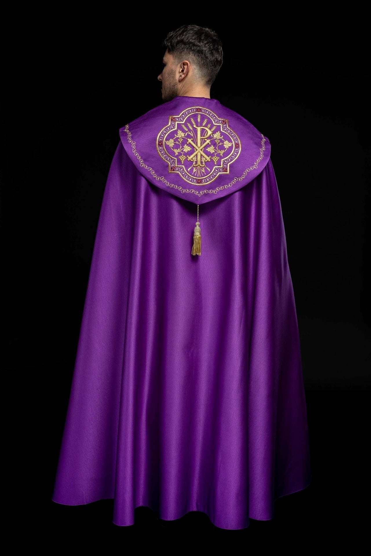 Kapa Eucharystyczna Fioletowa z Monogramem PX Haftowana - alba.pl