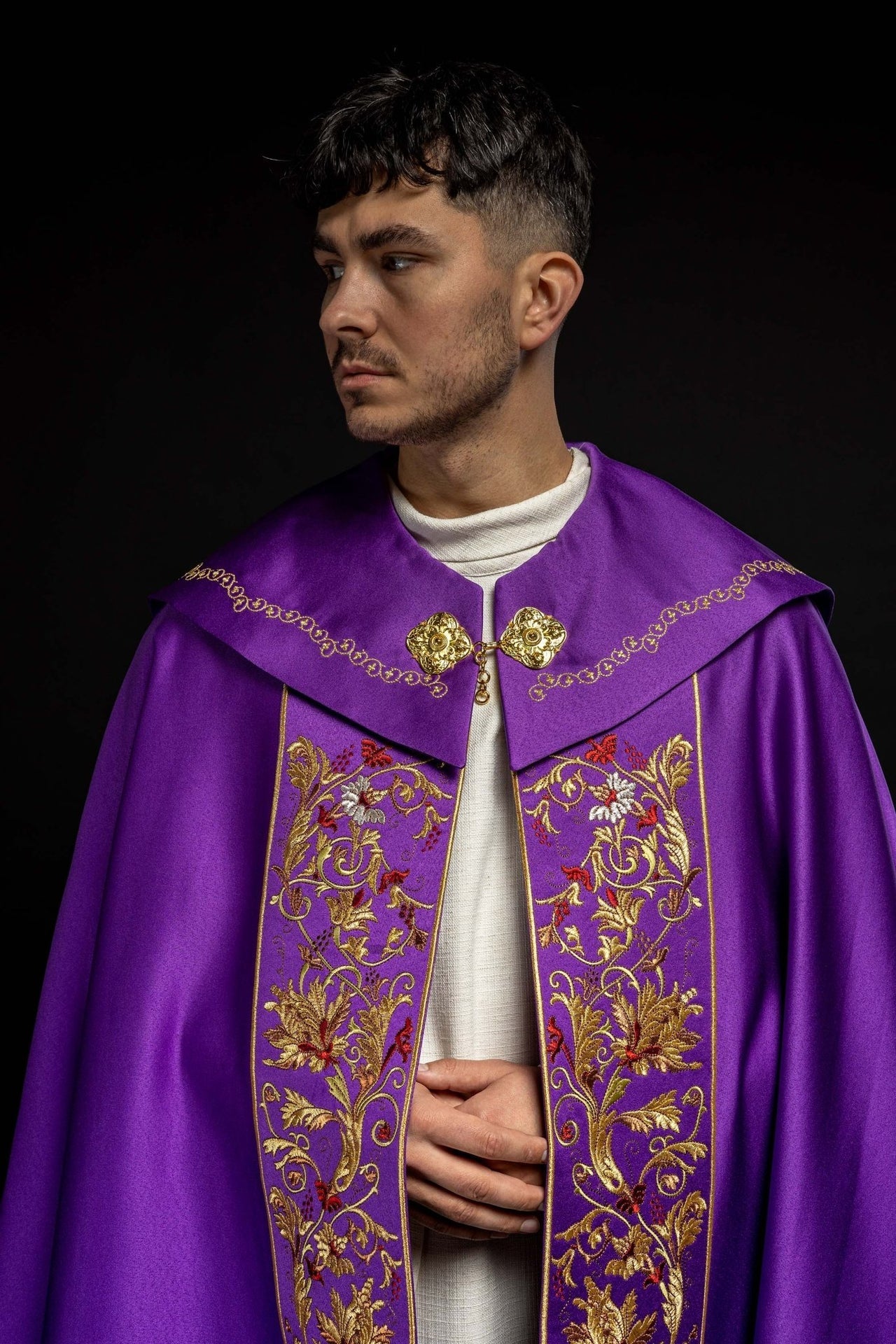 Kapa Eucharystyczna Fioletowa z Monogramem PX Haftowana - alba.pl