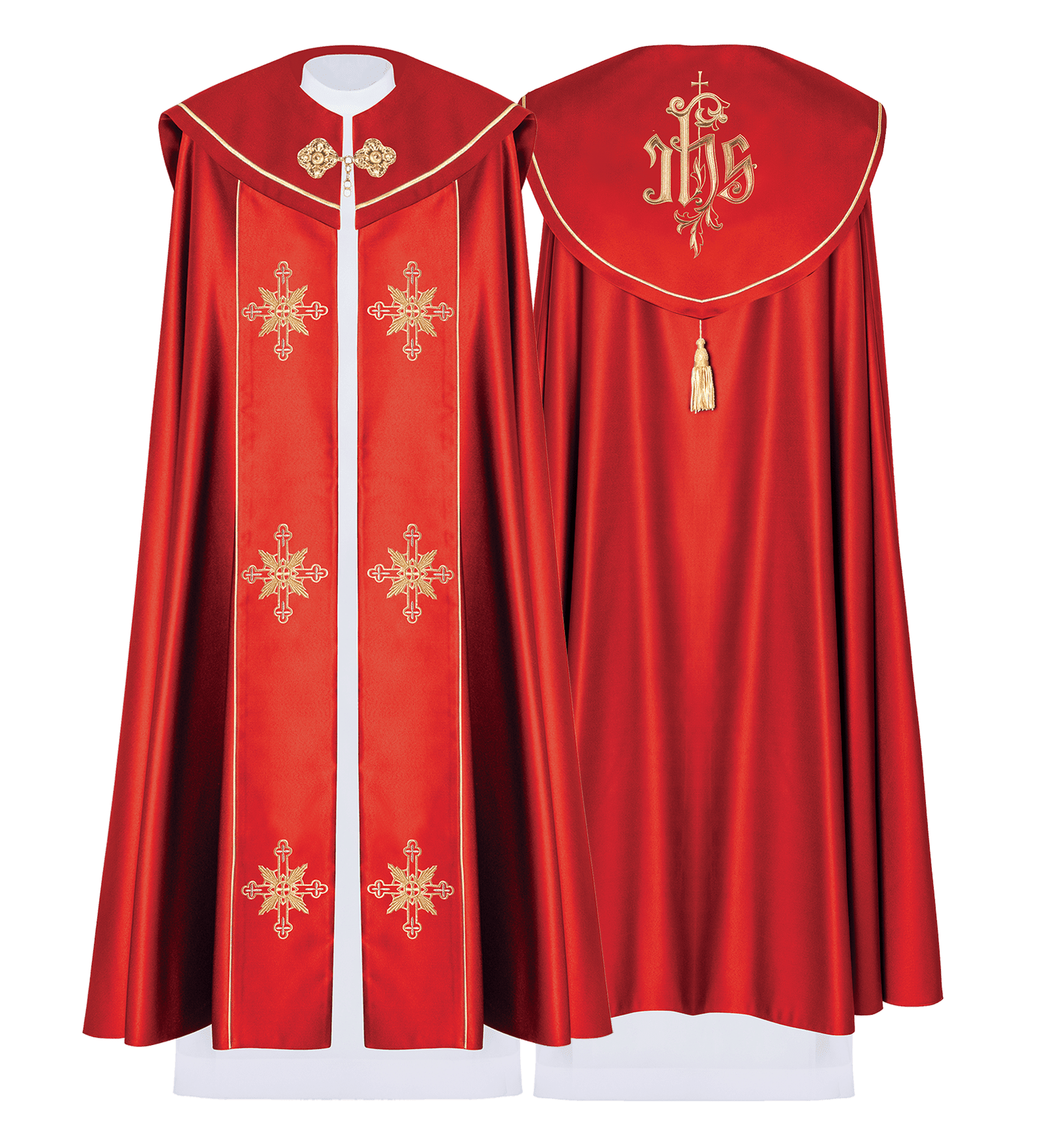 Kapa Eucharystyczna IHS Czerwona Satynowa z Haftem - alba.pl