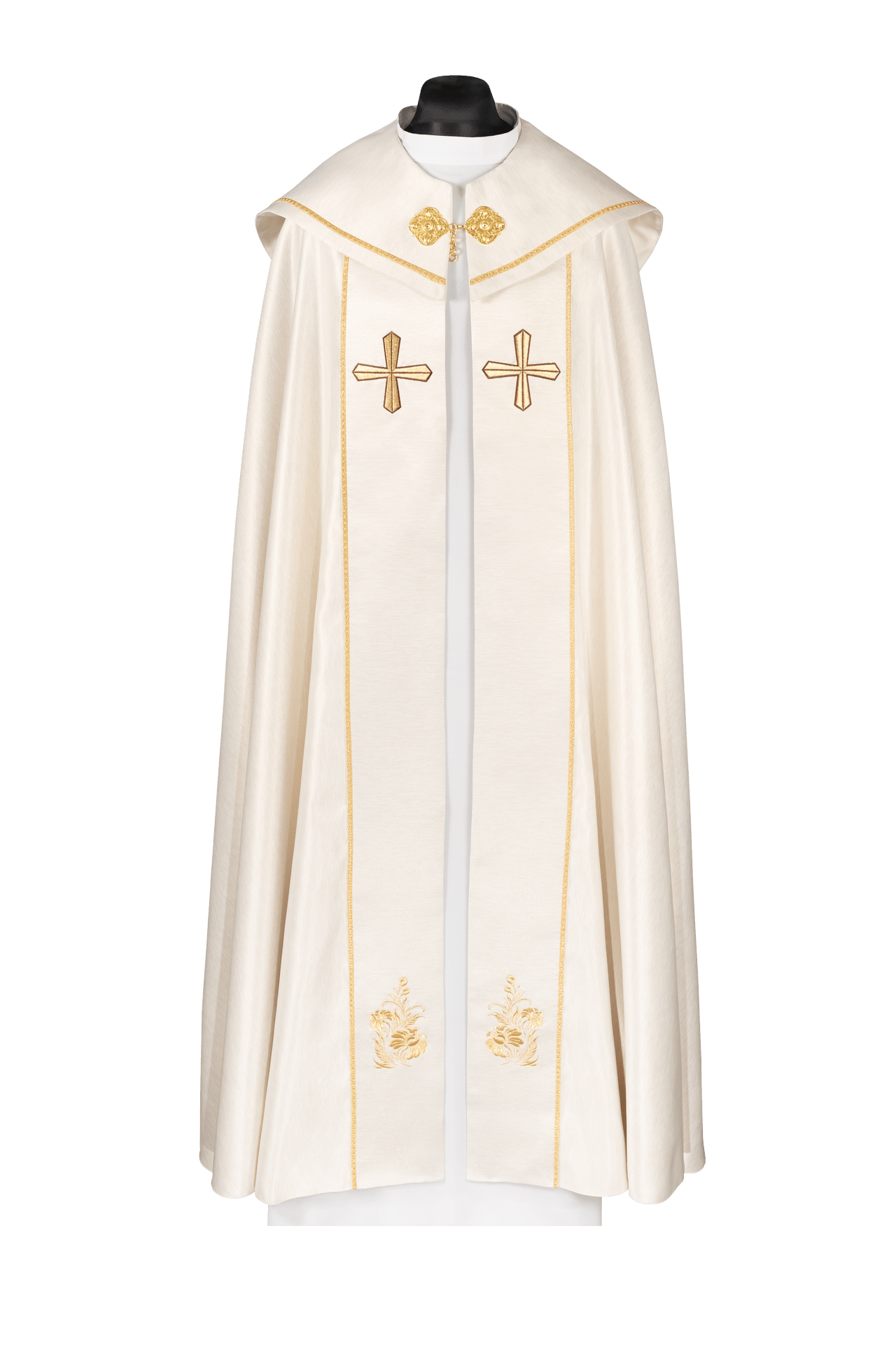 Kapa liturgiczna haftowana z krzyżem ecru - alba.pl