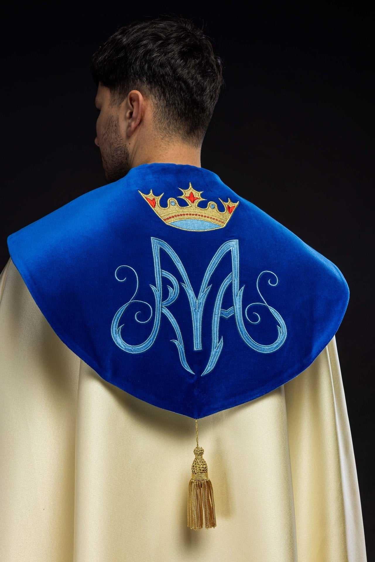 Kapa Maryjna Haftowana z Niebieskim Aksamitem i Stułą - alba.pl
