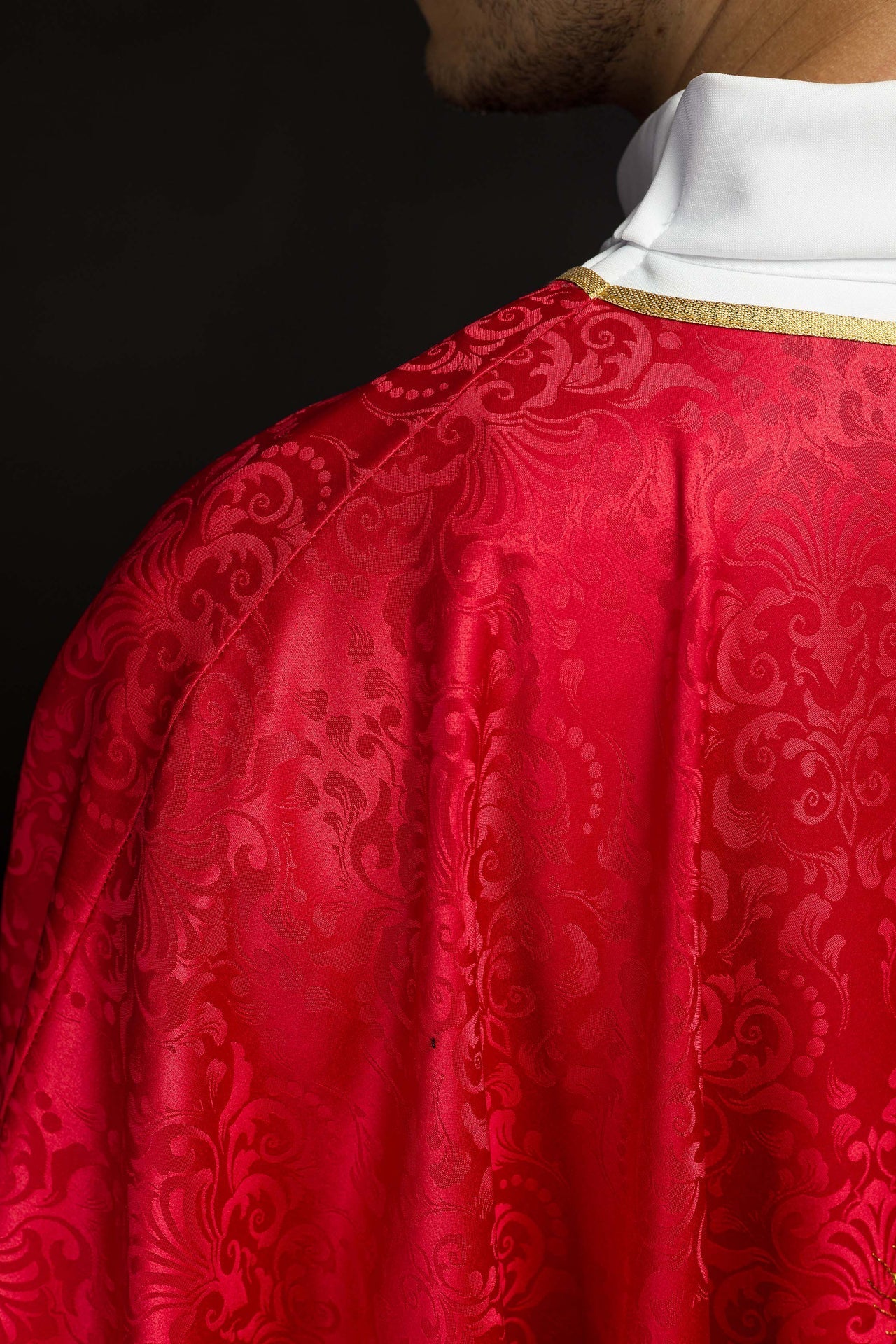 Ornat Liturgiczny Czerwony z Kielichem i Hostią Żakardowy - alba.pl