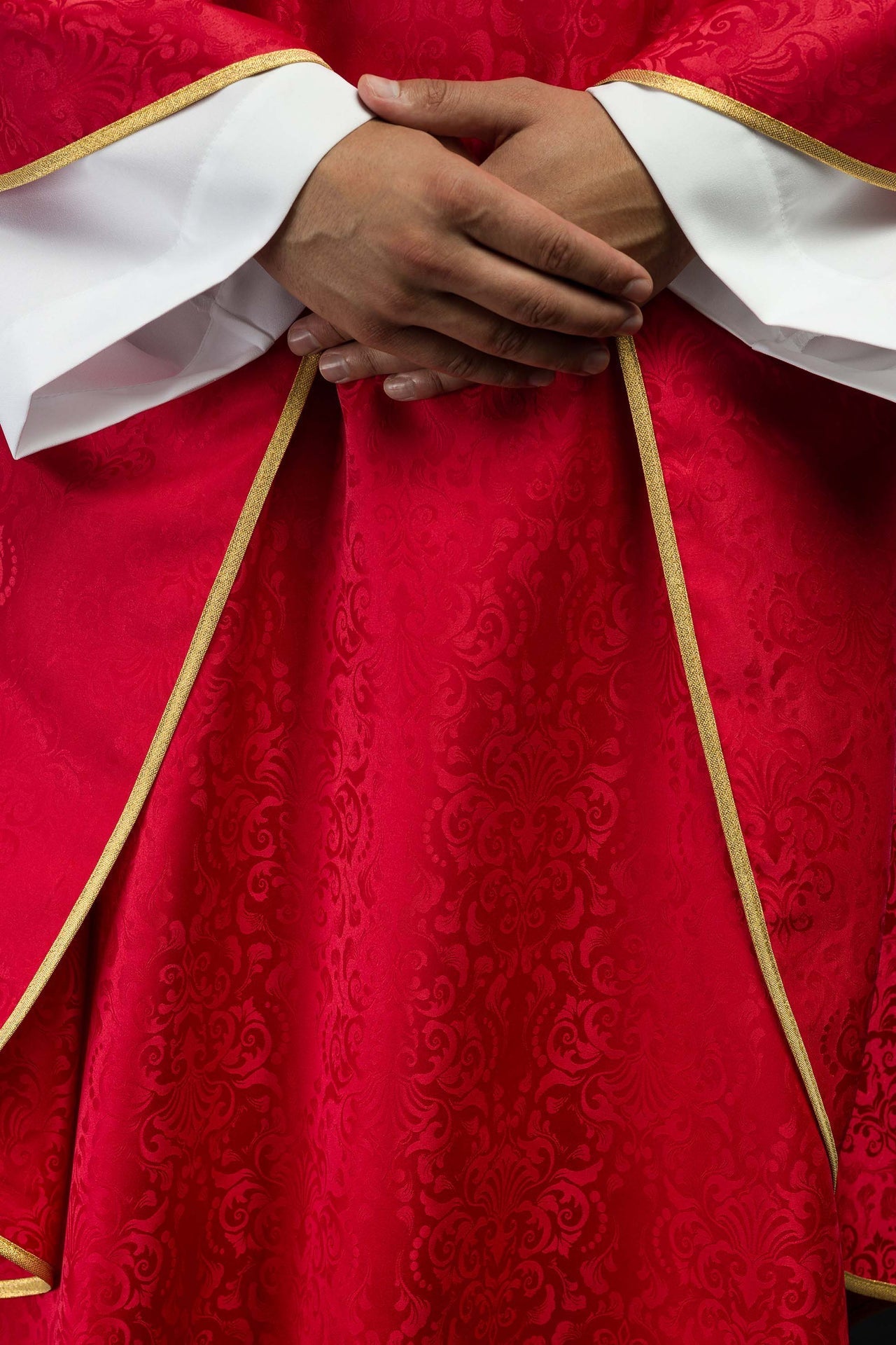 Ornat Liturgiczny Czerwony z Kielichem i Hostią Żakardowy - alba.pl