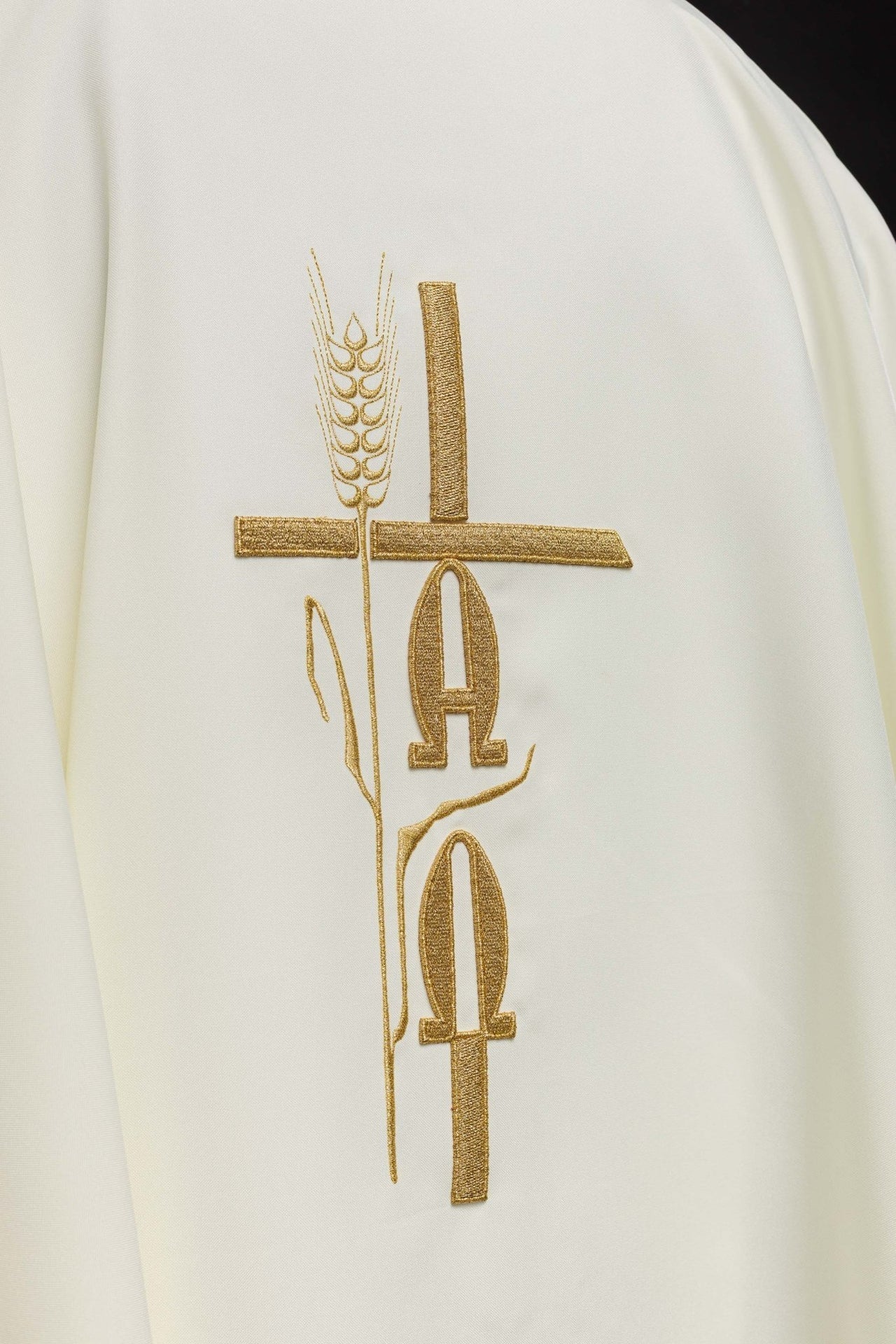 Ornat Liturgiczny Ecru Alfa Omega Złoty Haft Polski Producent - alba.pl