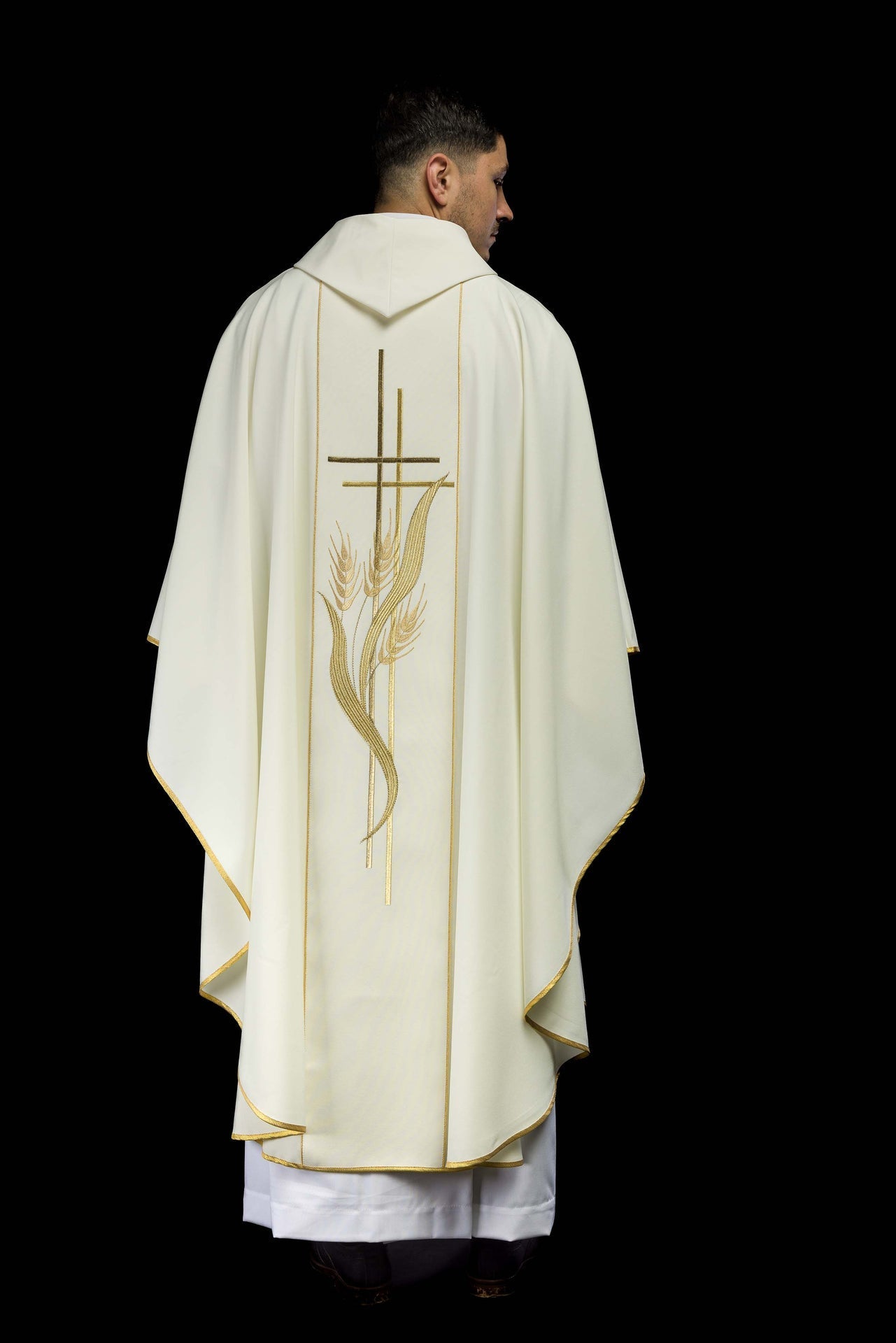 Ornat Liturgiczny Ecru Haft Krzyże i Kłosy - Polska Produkcja - alba.pl