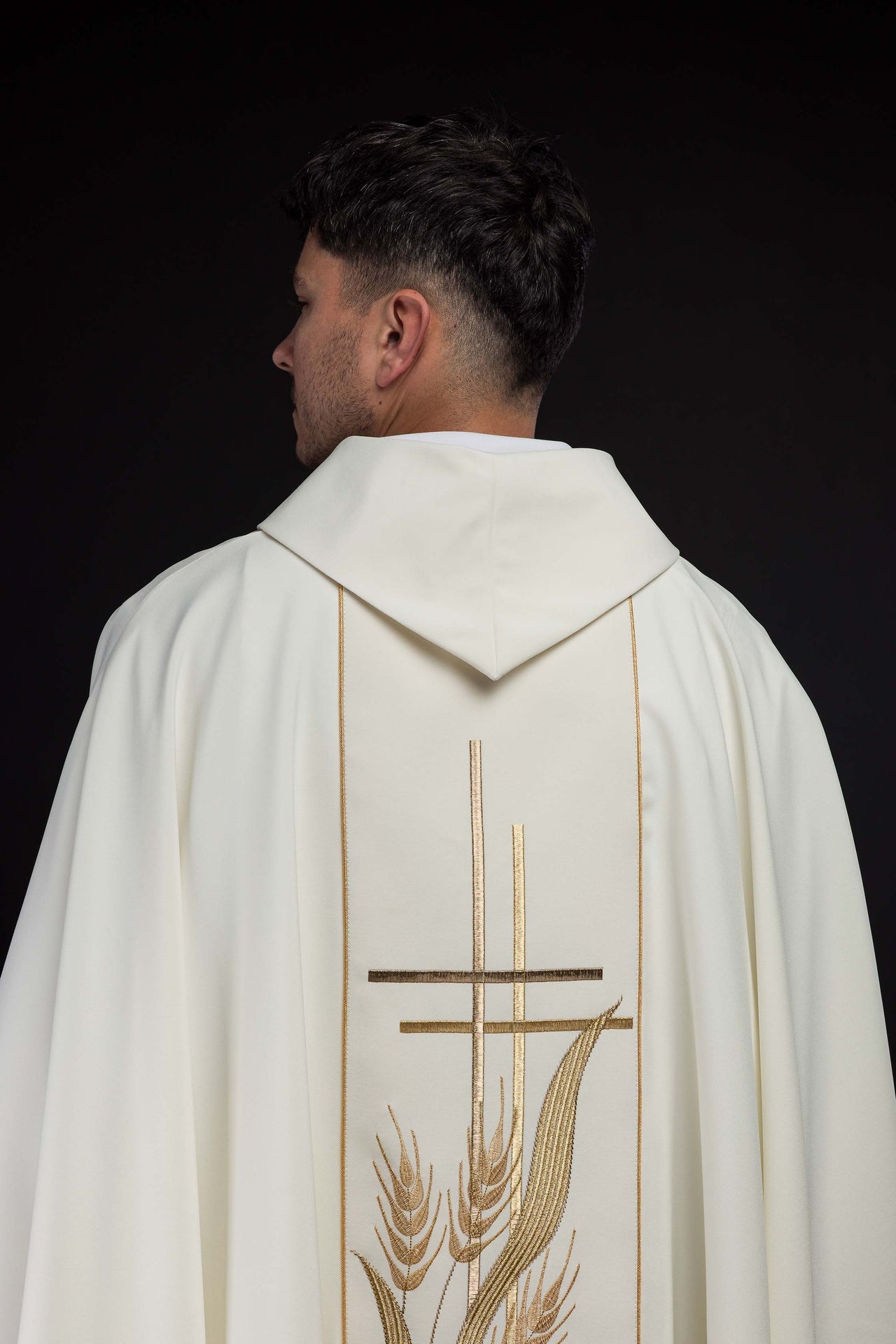 Ornat Liturgiczny Ecru Haft Krzyże i Kłosy - Polska Produkcja - alba.pl