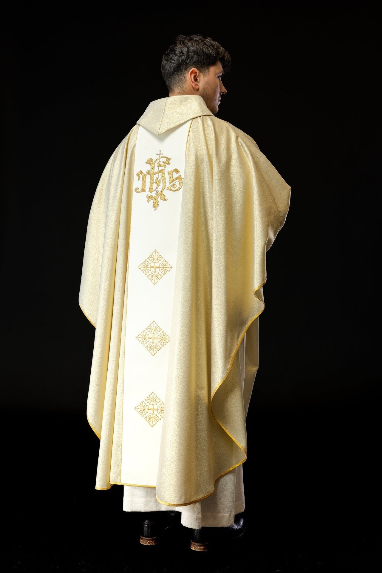 Ornat Liturgiczny Jezus Miłosierny i IHS - Złoty Haft - alba.pl