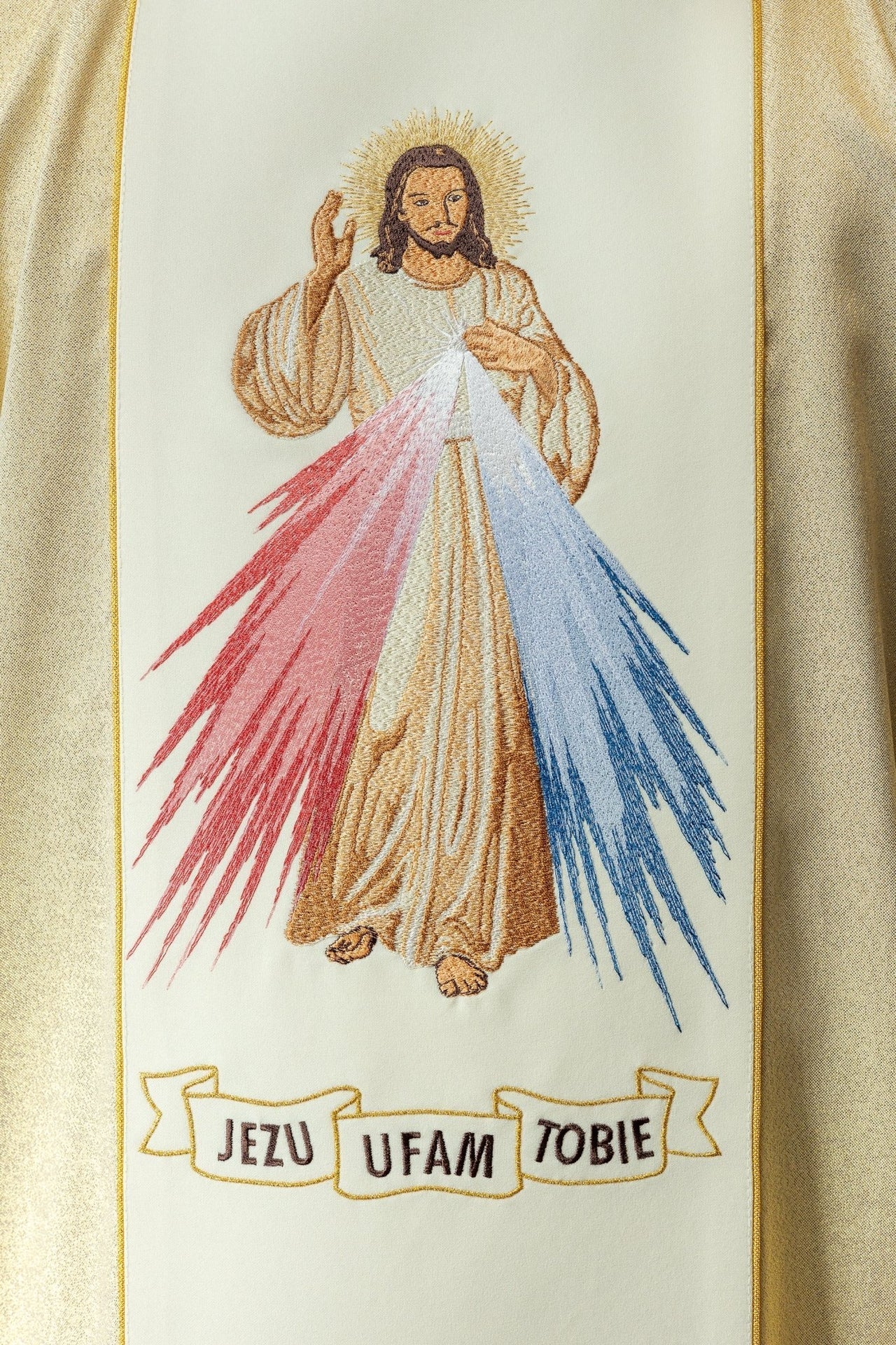 Ornat Liturgiczny Jezus Miłosierny i IHS - Złoty Haft - alba.pl
