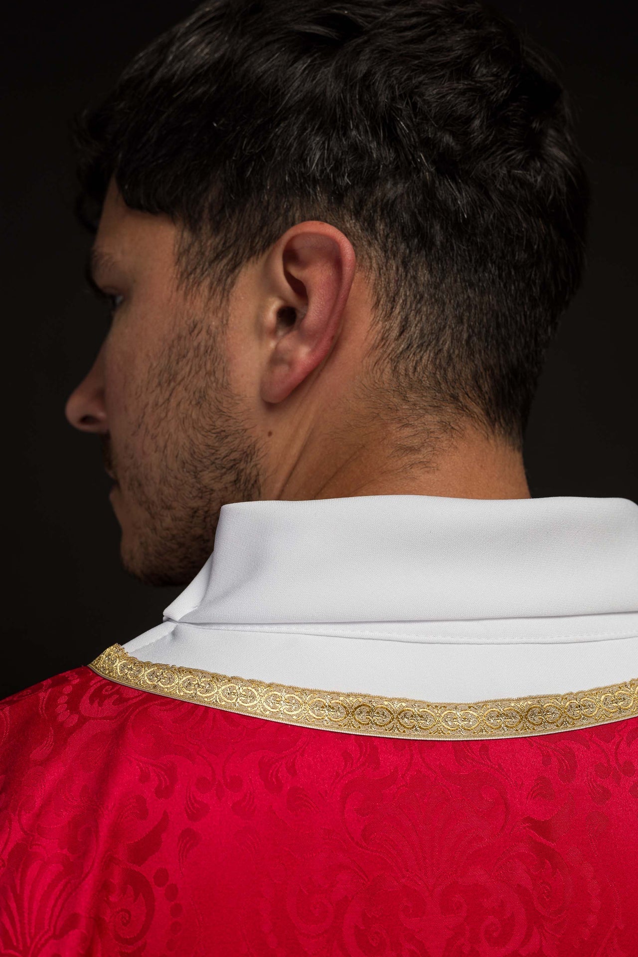 Ornat Liturgiczny z Duchem Świętym Żakardowy Ecru/Czerwony - alba.pl