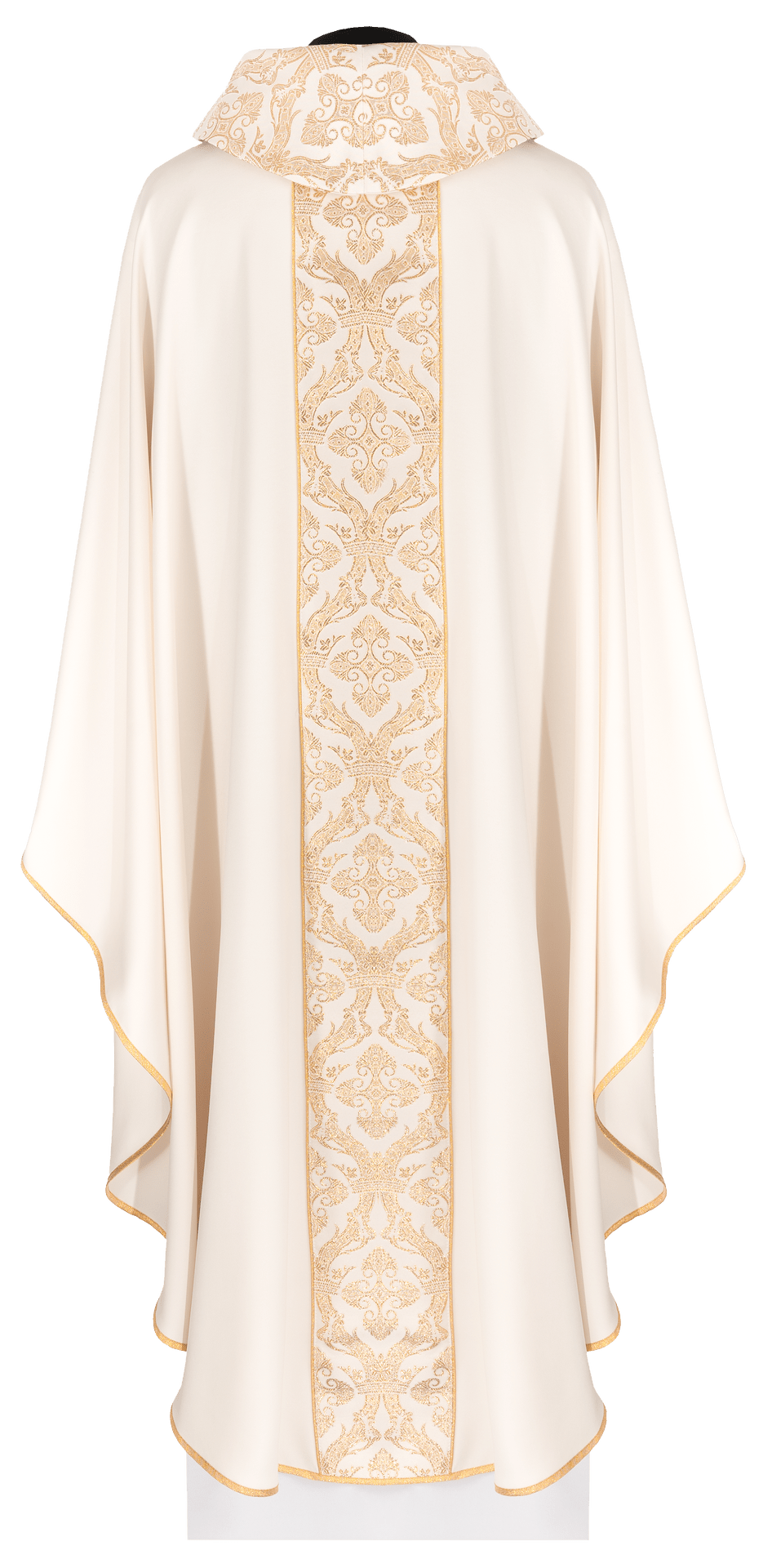 Ornat liturgiczny z haftowanym pasem i kołnierzem w kolorze ecru - alba.pl