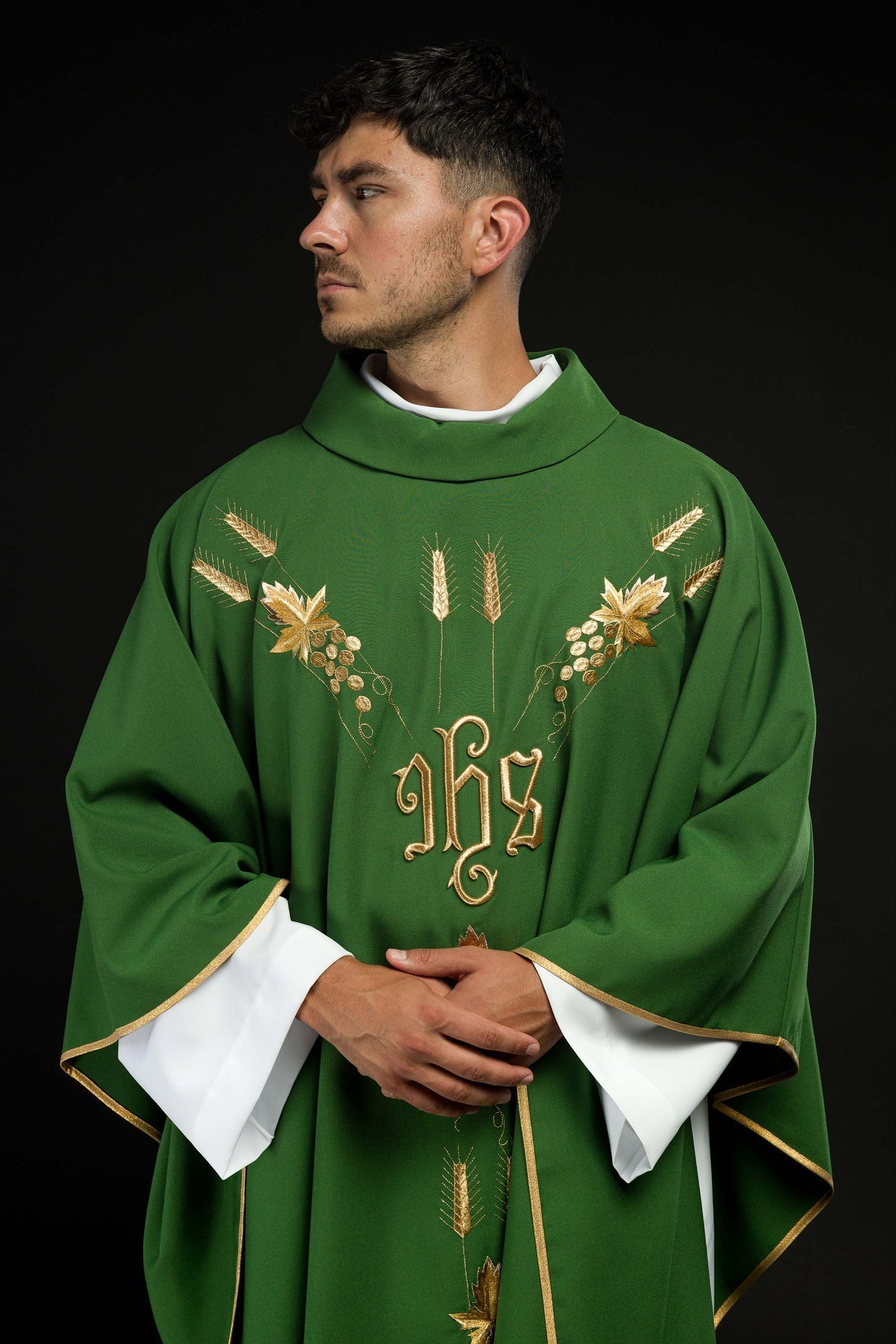 Ornat Liturgiczny Zielony Haft IHS Winogrona - Polski Producent - alba.pl