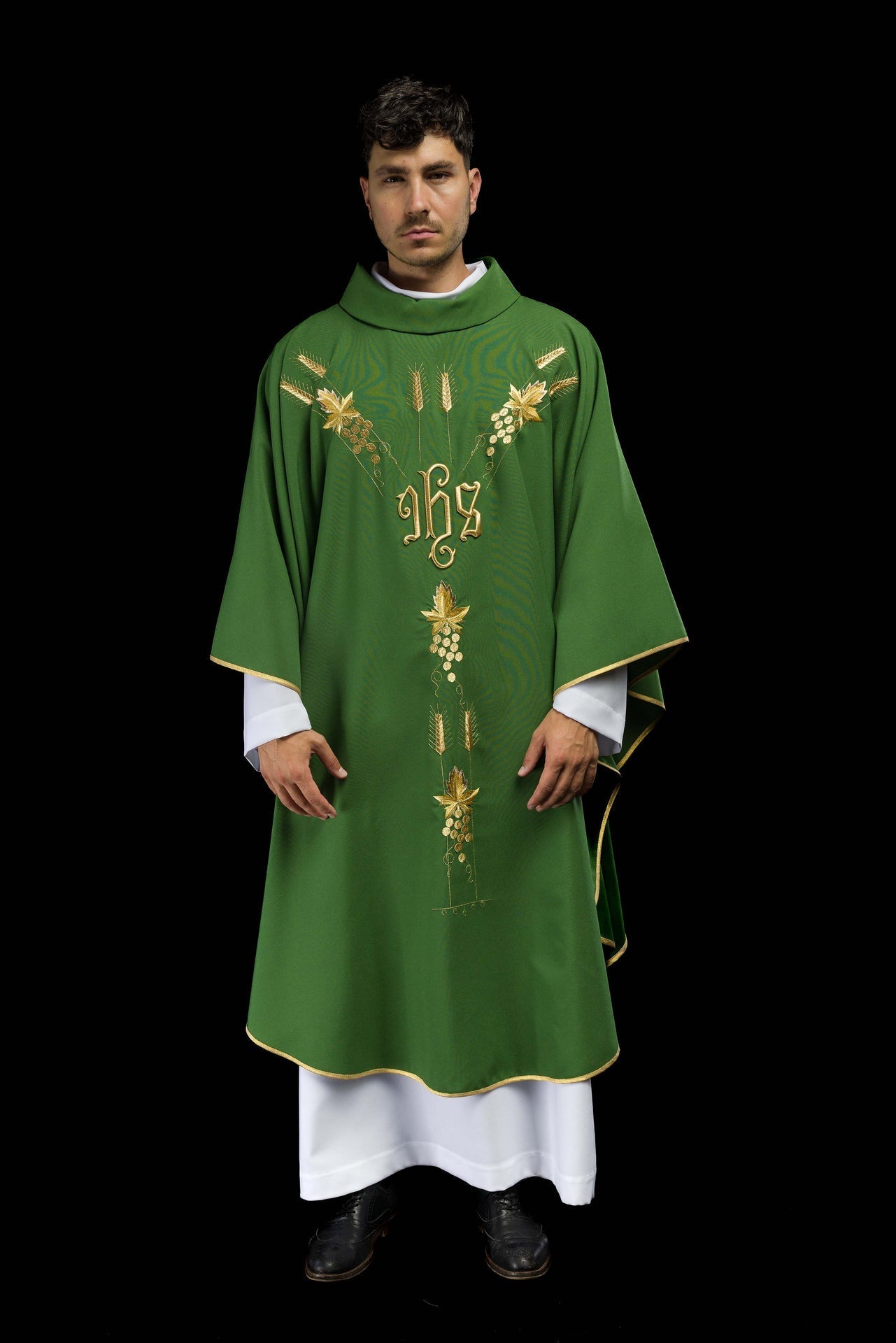 Ornat Liturgiczny Zielony Haft IHS Winogrona - Polski Producent - alba.pl