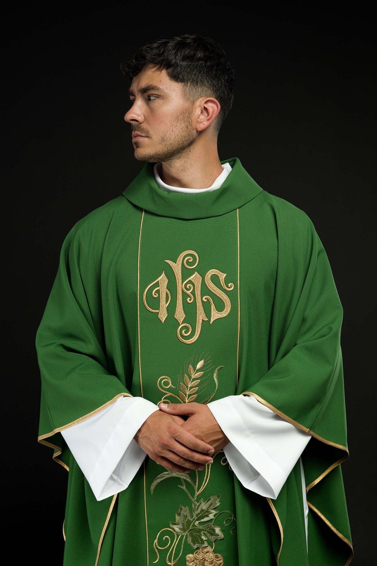 Ornat Liturgiczny Zielony IHS Kłosy i Winogrona - Polski Producent - alba.pl