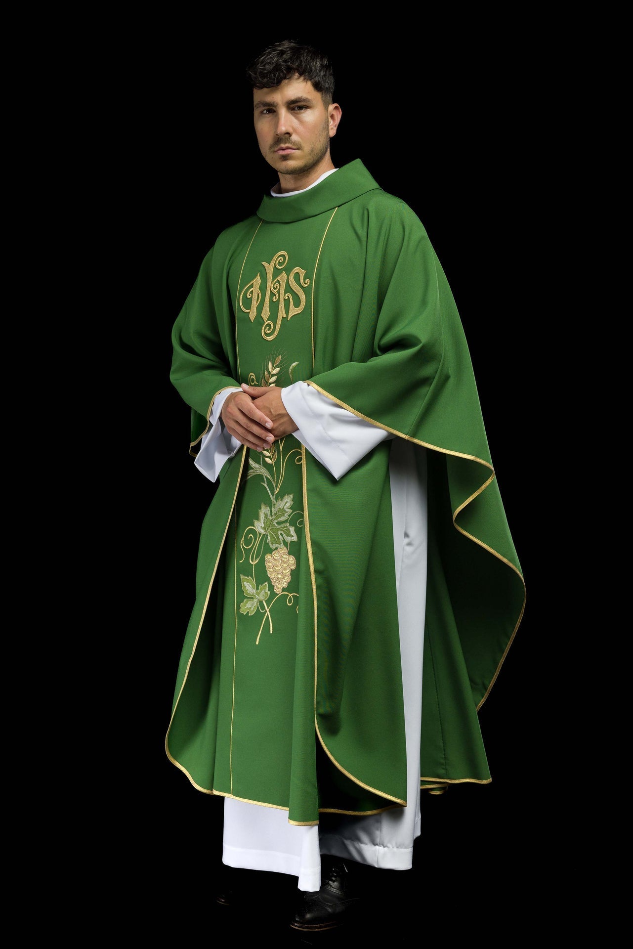Ornat Liturgiczny Zielony IHS Kłosy i Winogrona - Polski Producent - alba.pl
