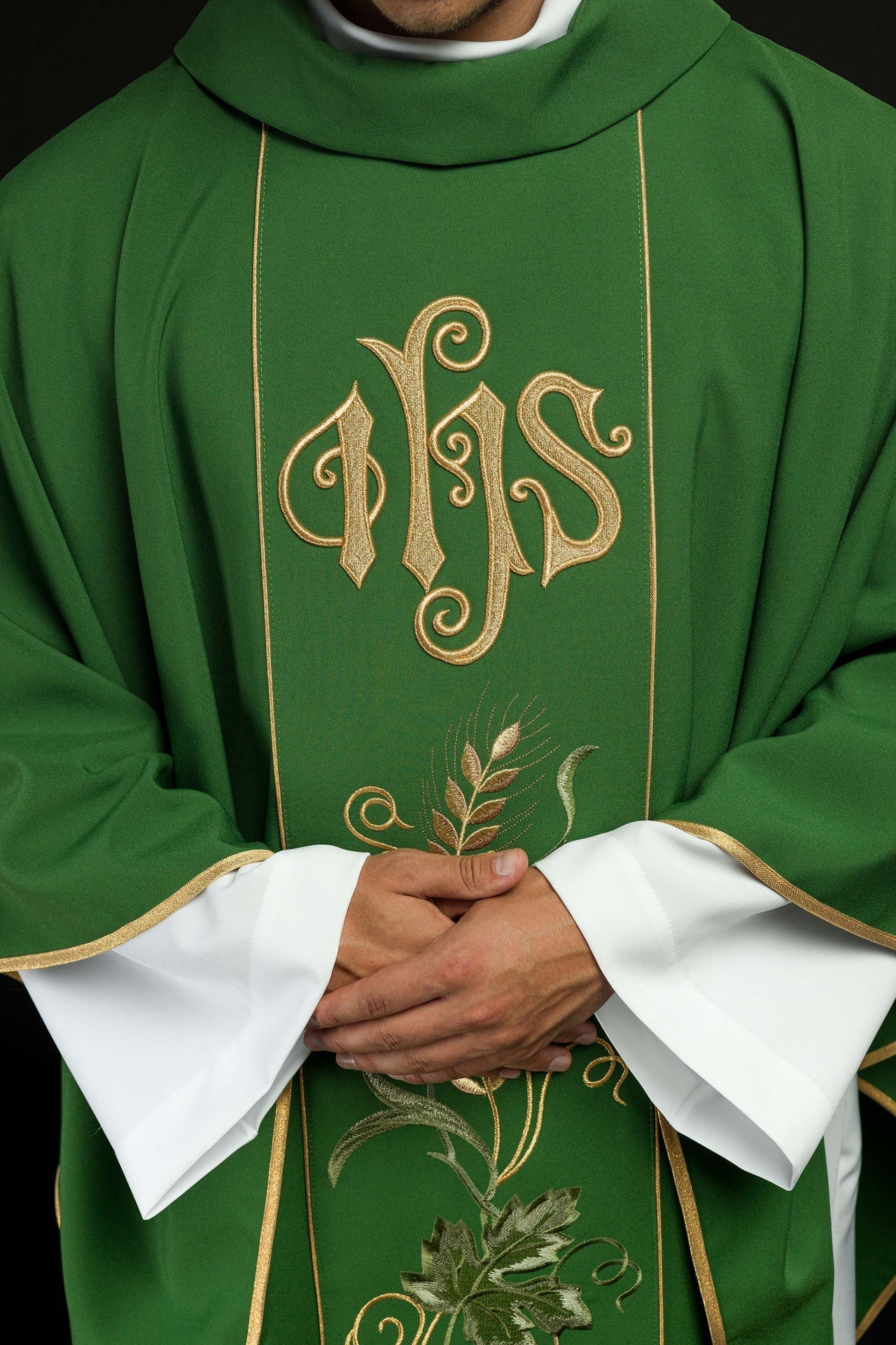 Ornat Liturgiczny Zielony IHS Kłosy i Winogrona - Polski Producent - alba.pl