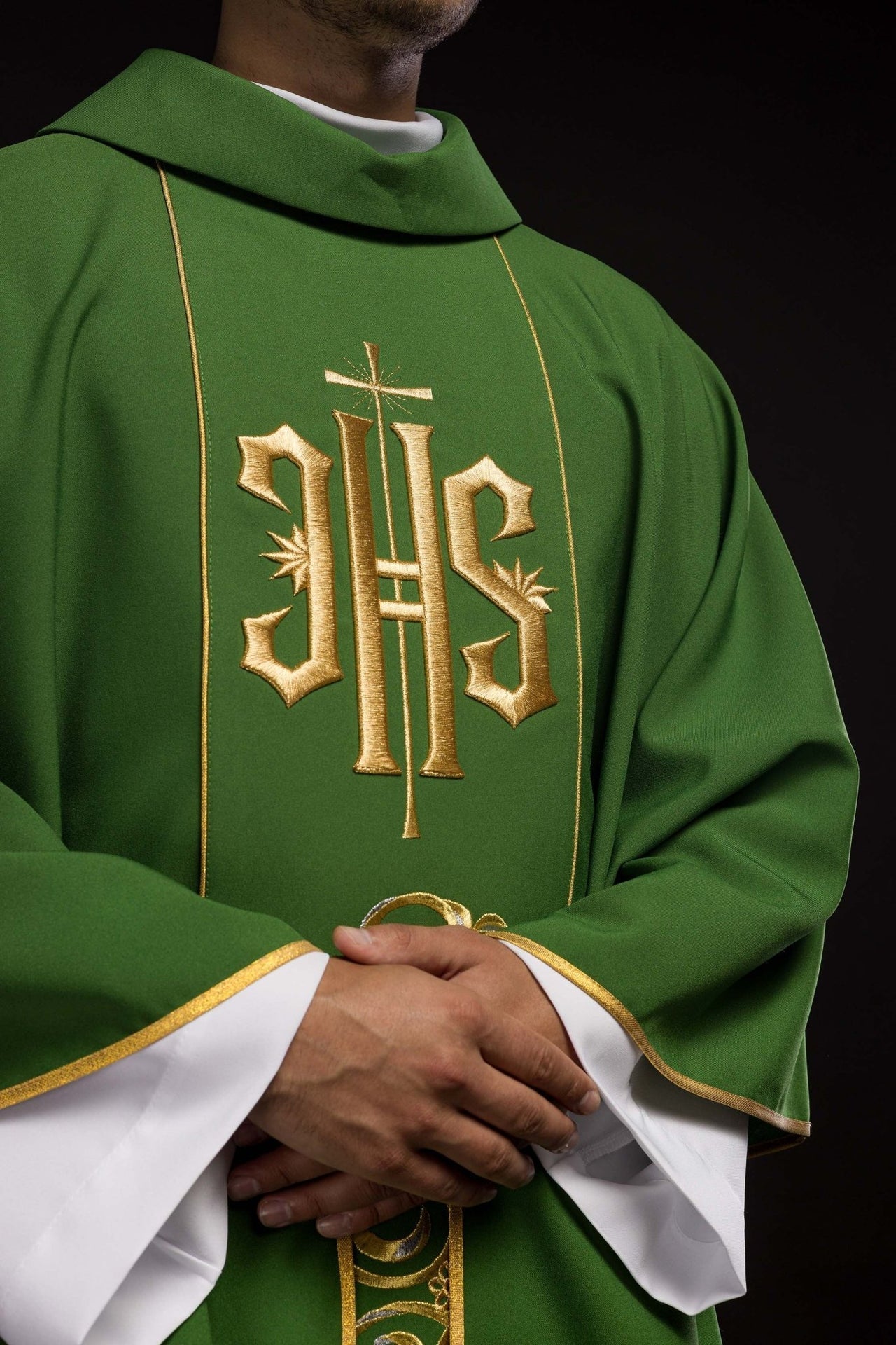 Ornat Liturgiczny Zielony IHS Złoty Haft - Polska Produkcja - alba.pl