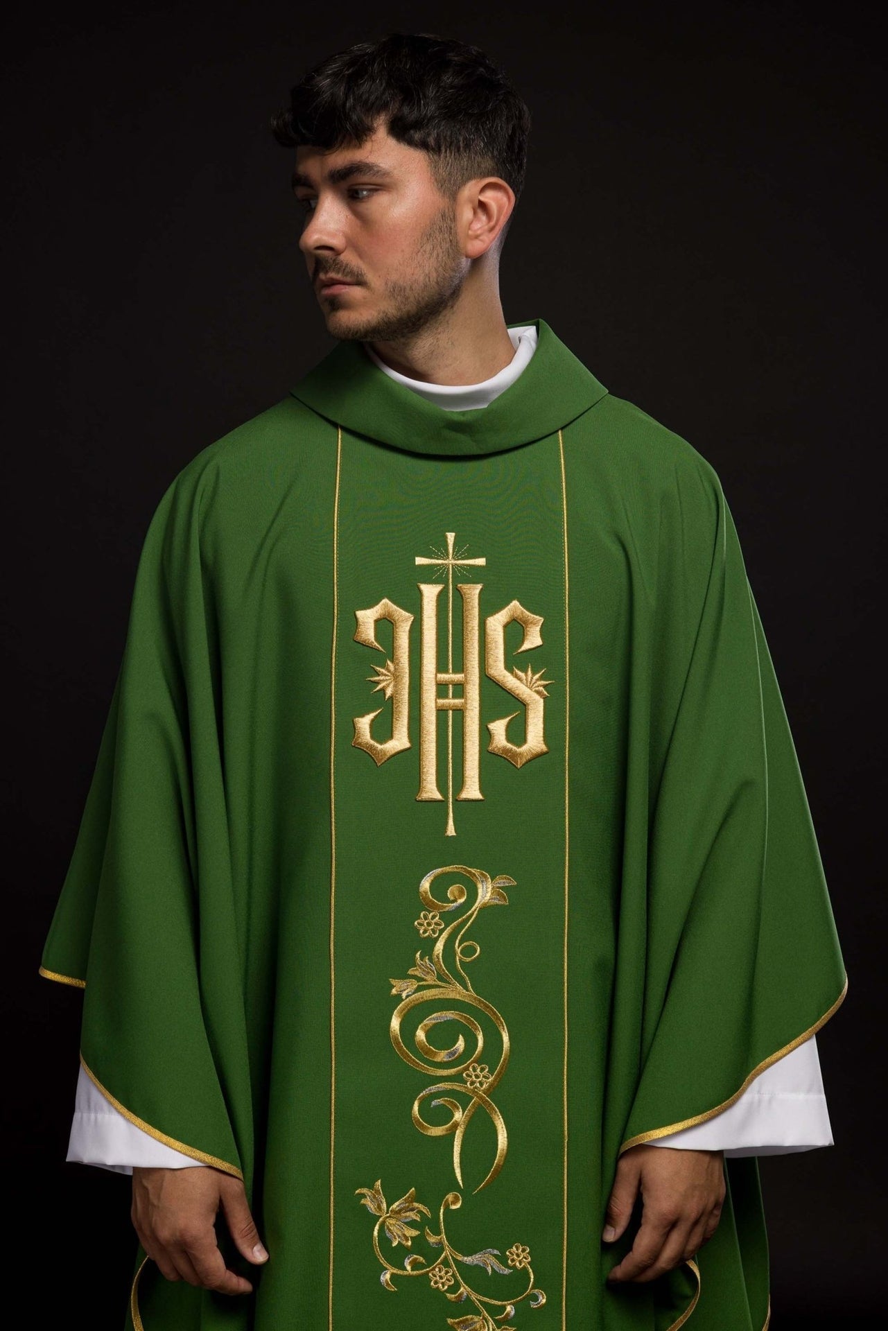 Ornat Liturgiczny Zielony IHS Złoty Haft - Polska Produkcja - alba.pl