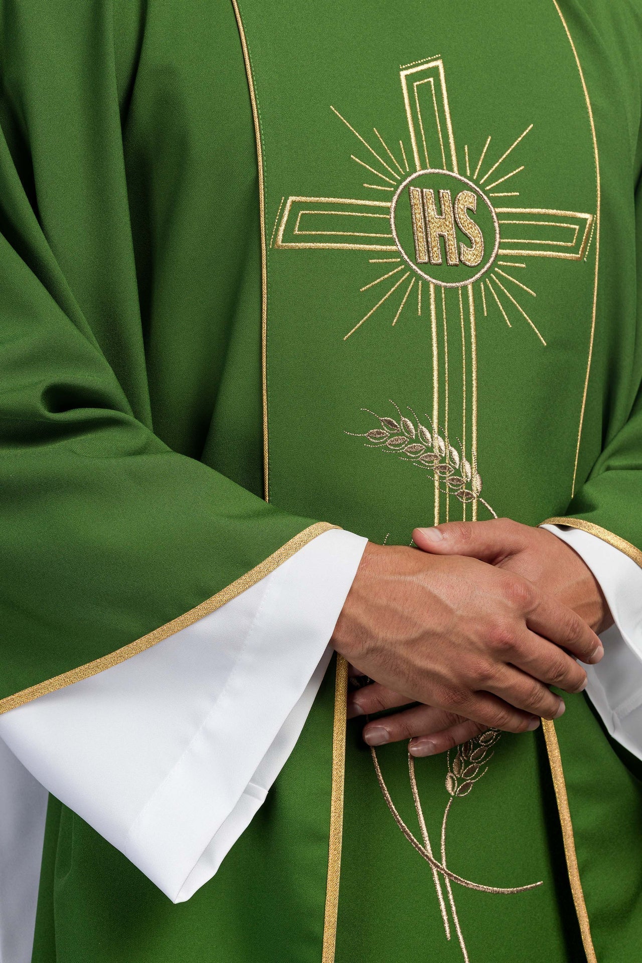 Ornat Liturgiczny Zielony Krzyż IHS Złoty Pas - Alba.pl - alba.pl