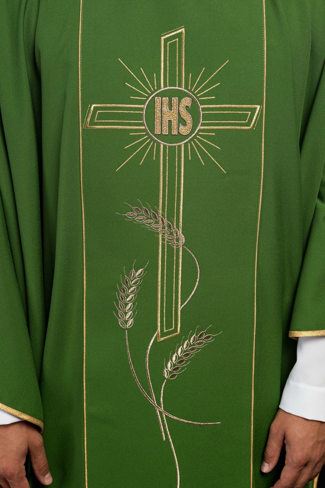 Ornat Liturgiczny Zielony Krzyż IHS Złoty Pas - Alba.pl - alba.pl