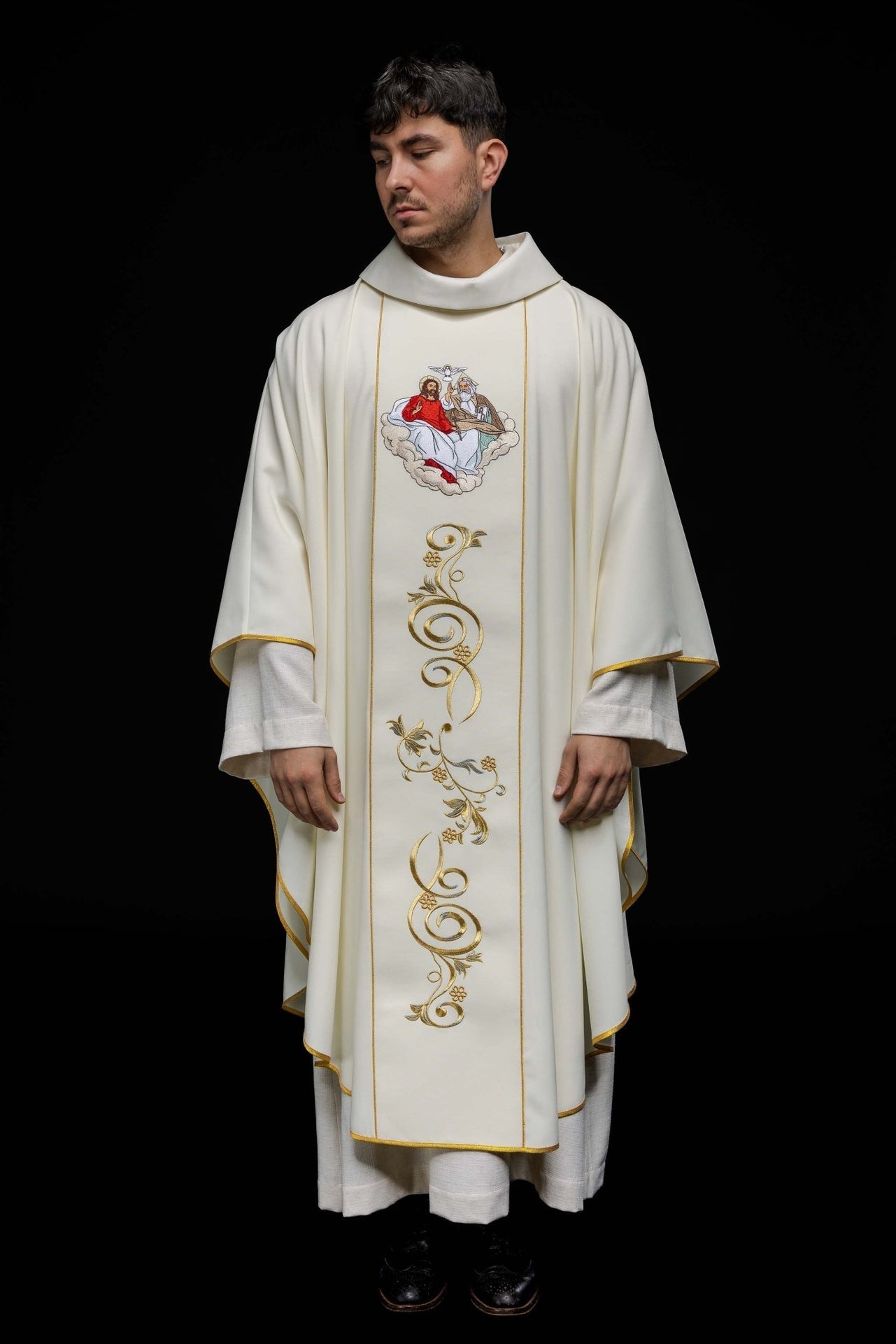 Ornat Liturgiczny Złoty Haft Trójca Święta ze Stułą - alba.pl
