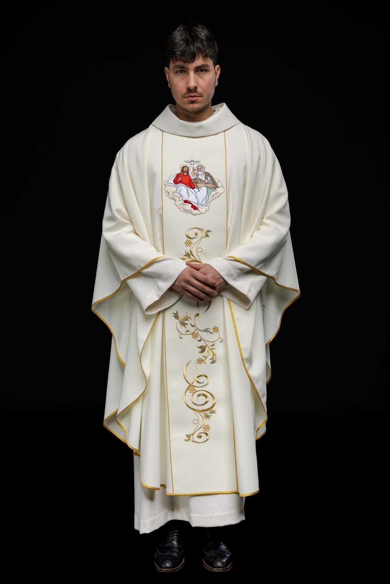 Ornat Liturgiczny Złoty Haft Trójca Święta ze Stułą - alba.pl