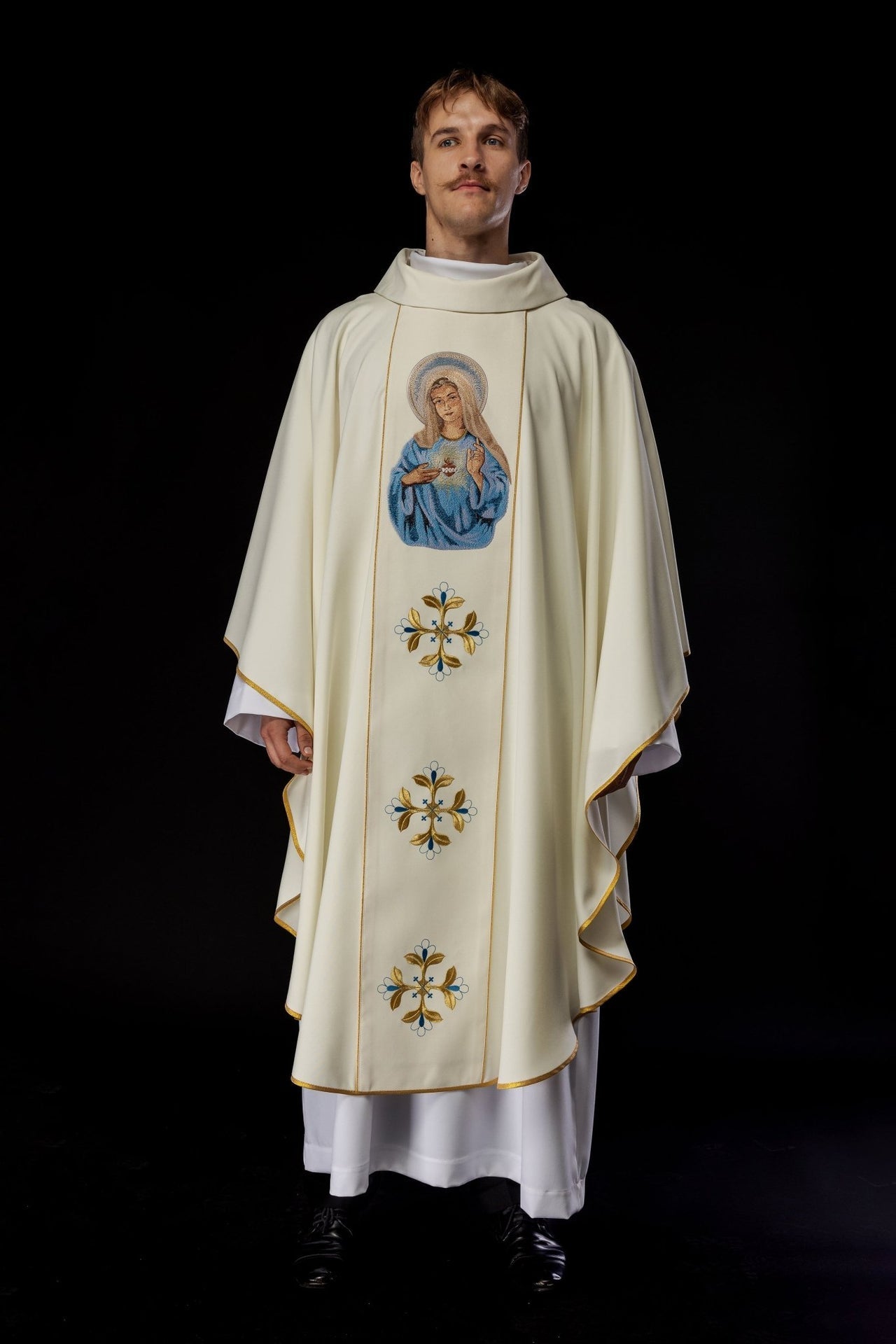 Ornat Maryjny Haftowany Złotem Serce Maryi Stuła - alba.pl