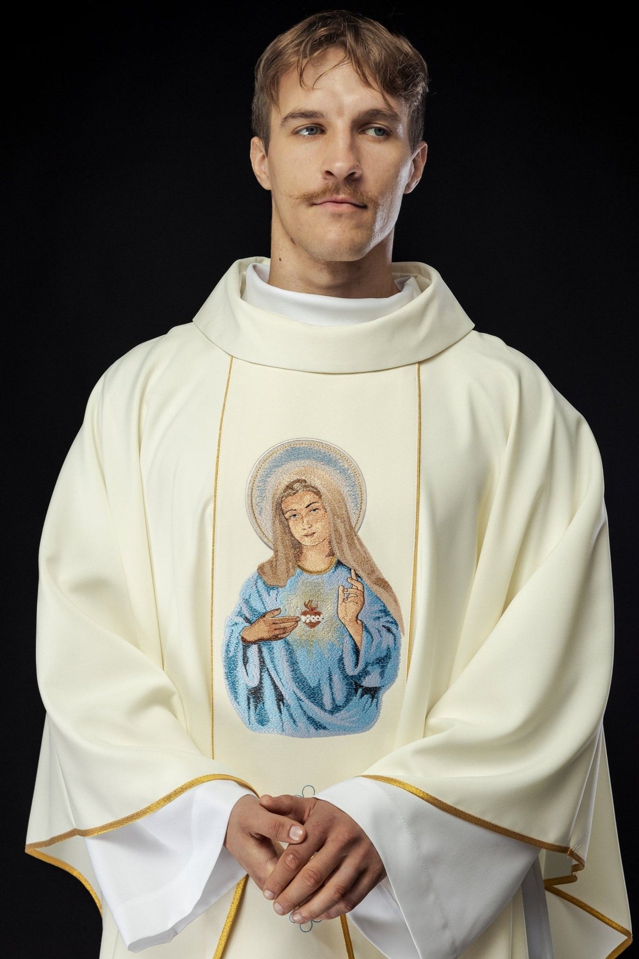 Ornat Maryjny Haftowany Złotem Serce Maryi Stuła - alba.pl