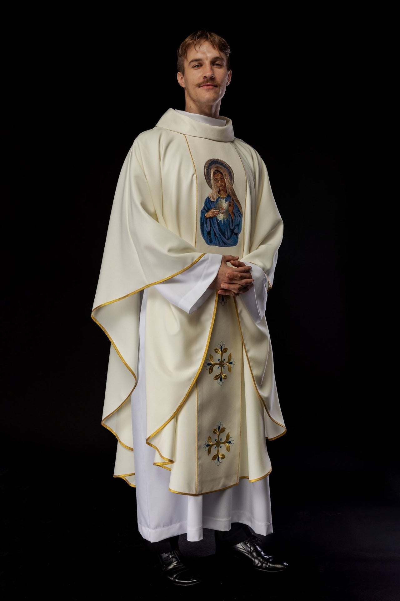 Ornat Maryjny Haftowany Złotem Serce Maryi Stuła - alba.pl