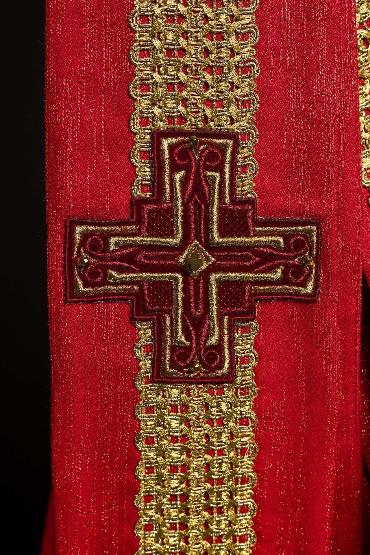 Ornat Ręcznie Wykonany z Kamieniami Naturalnymi Czerwony - Handmade 7015 - alba.pl