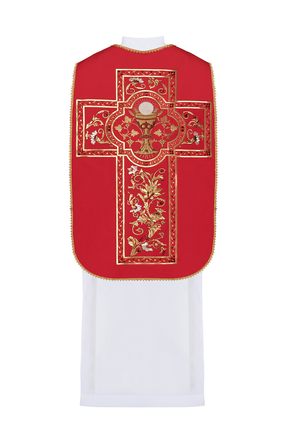 Ornat Rzymski Czerwony Haftowany Kielich Eucharystyczny - alba.pl