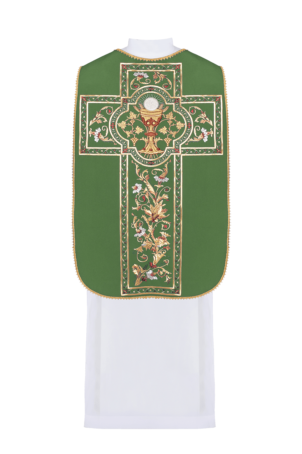 Ornat Rzymski Zielony z Haftem Kielicha Eucharystycznego - alba.pl