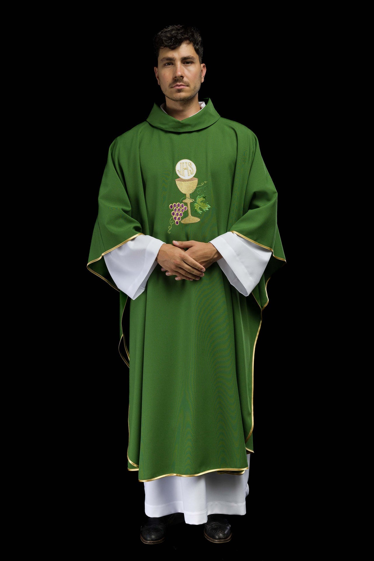 Ornat Zielony Haftowany Kielich i Winogrono - Liturgiczny Sklep Alba - alba.pl