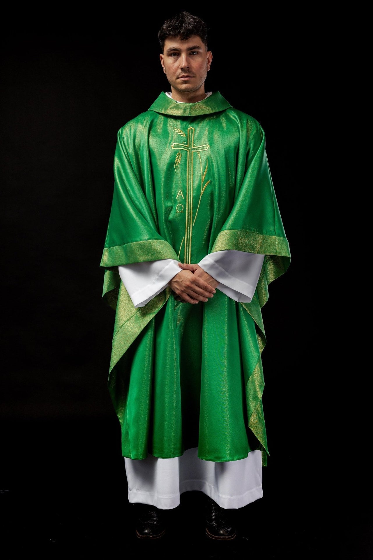 Ornat Zielony z Krzyżem i Kłosem - Polski Wyrób Liturgiczny - alba.pl