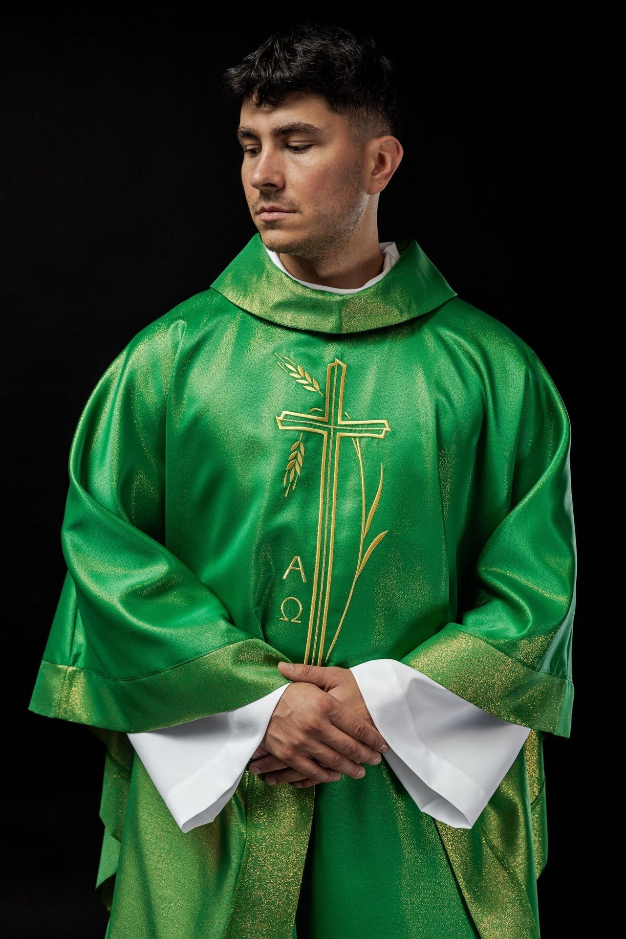 Ornat Zielony z Krzyżem i Kłosem - Polski Wyrób Liturgiczny - alba.pl