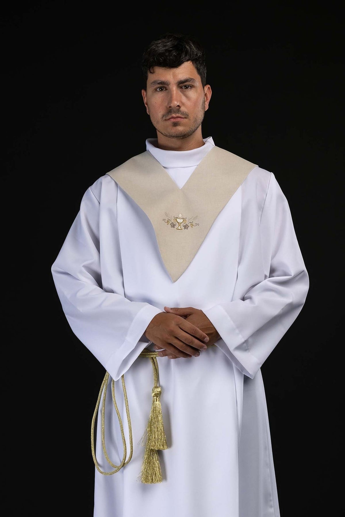 Paliusz lektorski z haftem kielicha eucharystycznego ecru - alba.pl