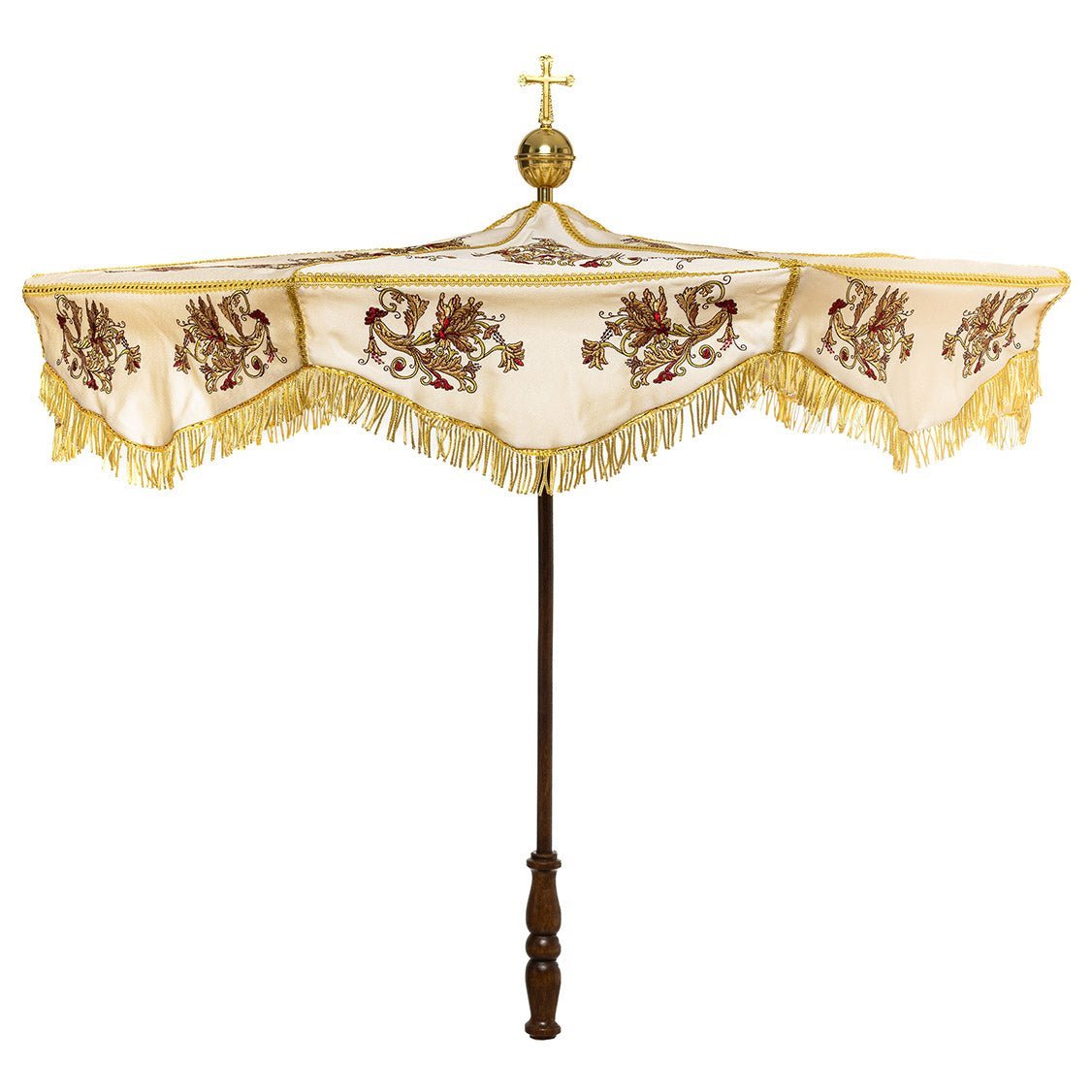 Parasol Procesyjny Lekki Drewniany - Bordowo Ecru - alba.pl