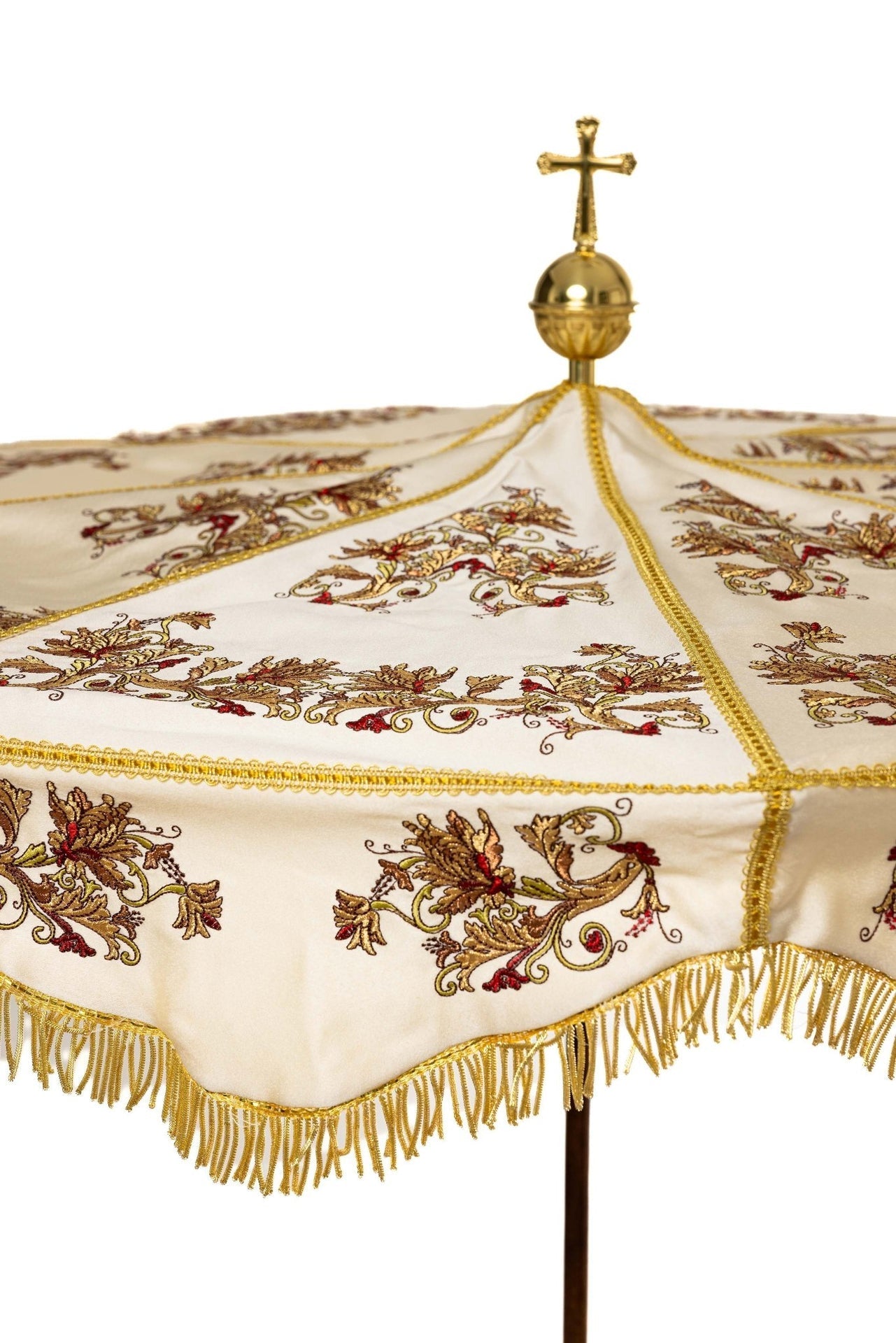 Parasol Procesyjny Lekki Drewniany - Bordowo Ecru - alba.pl